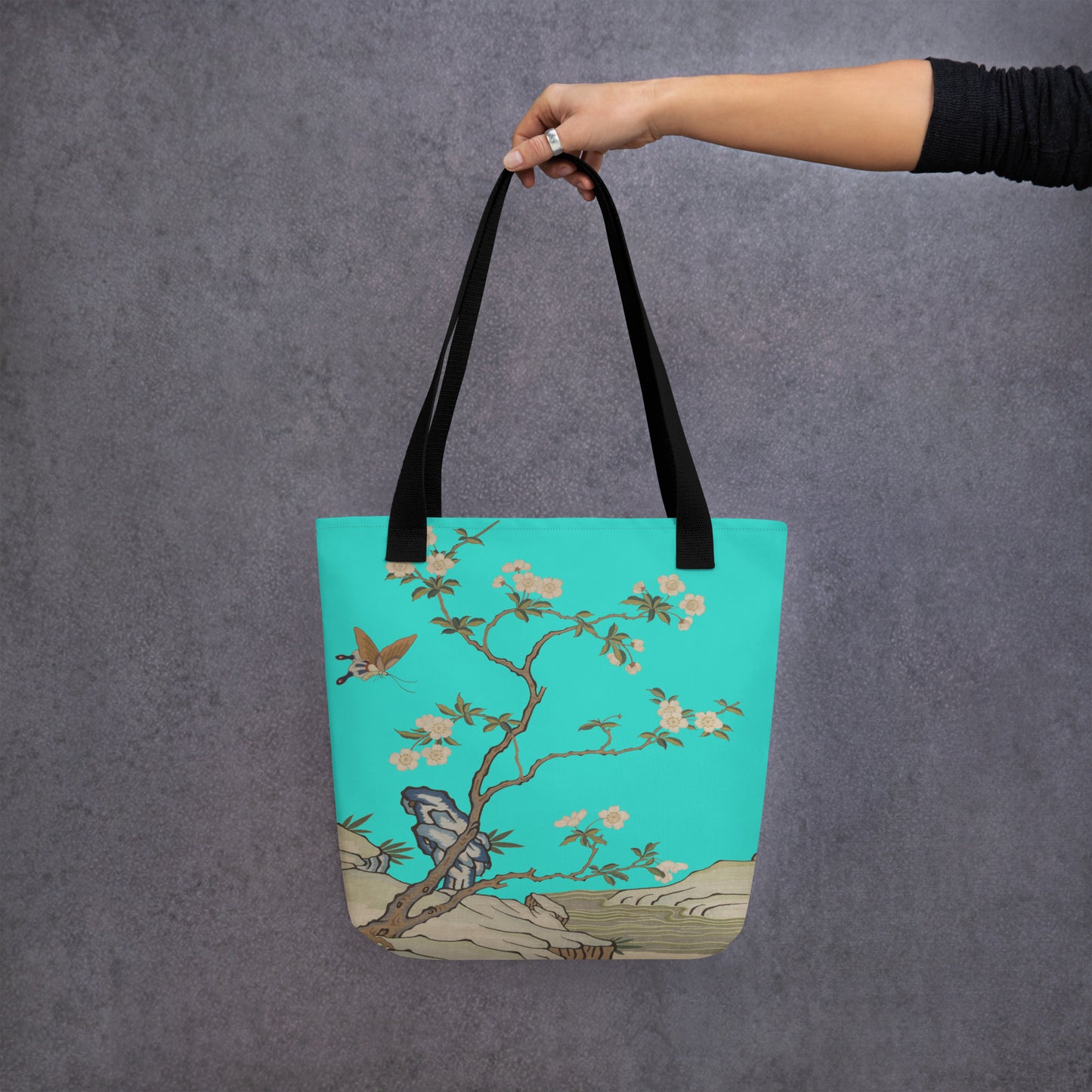 Kesi Flower Album｜Plum Blossoms and Butterfly｜Tote bag｜Turquoise