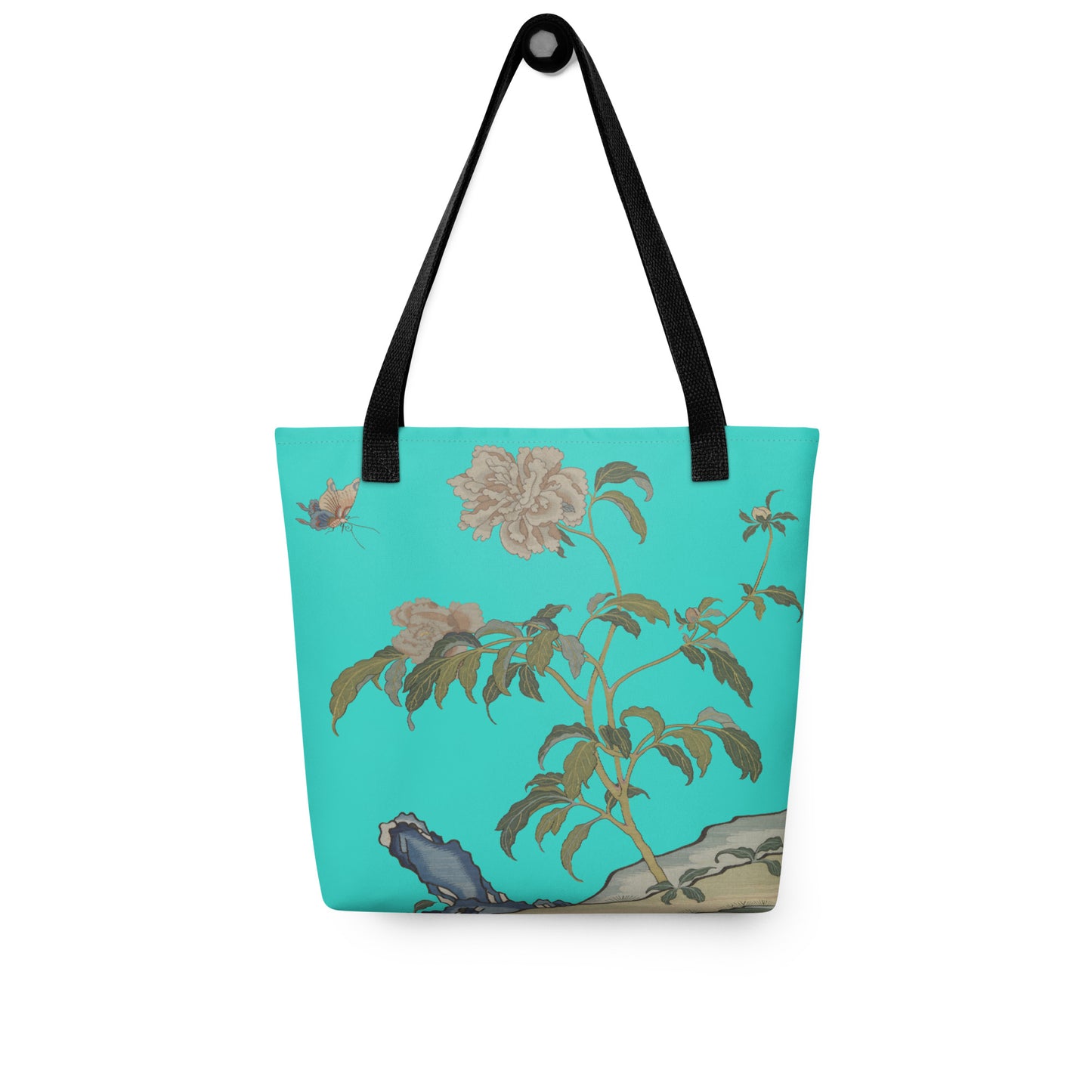 タペストリーの花｜Peonies and Butterfly｜Tote bag｜Turquoise