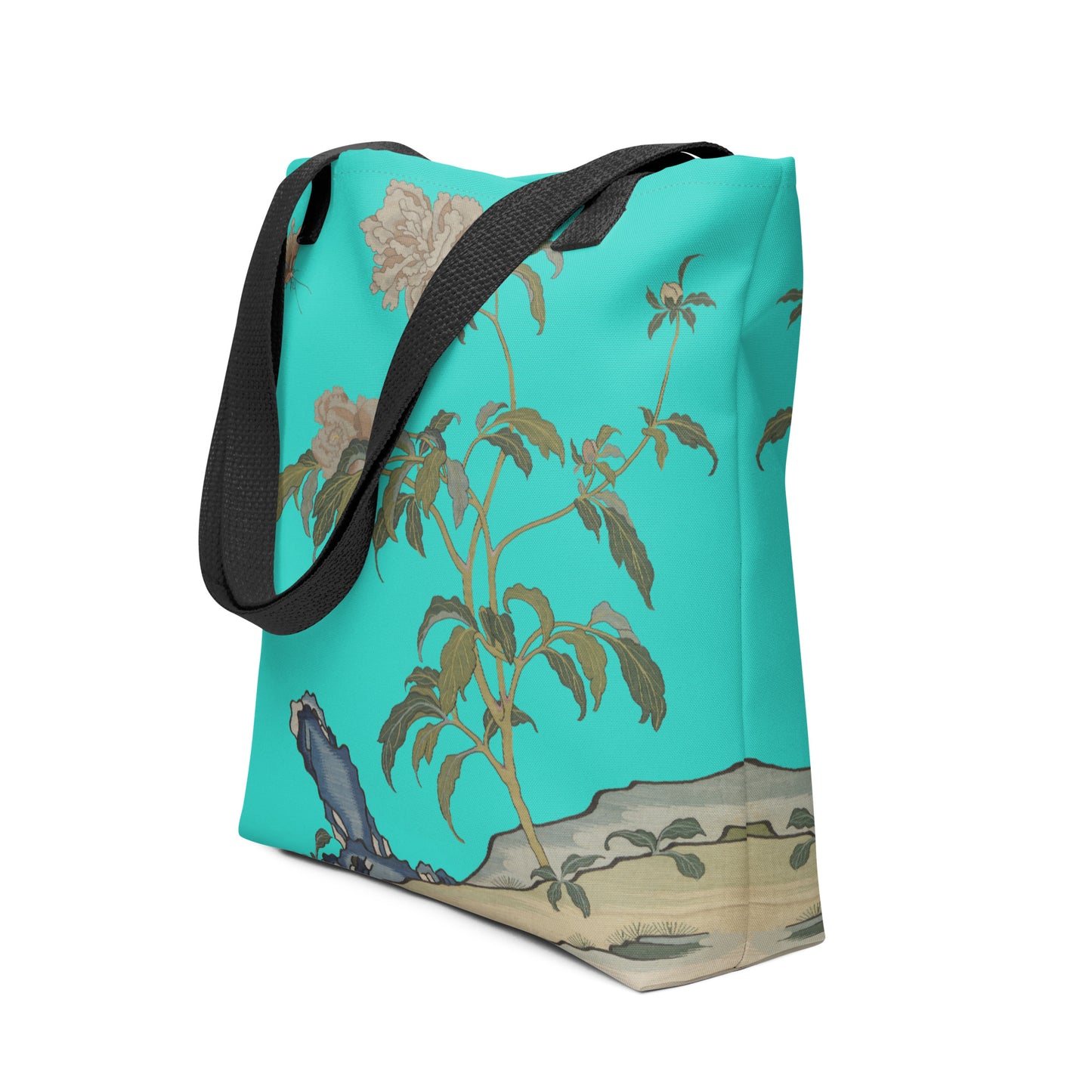 Kesi Flower Album｜Peonies and Butterfly｜Tote bag｜Turquoise