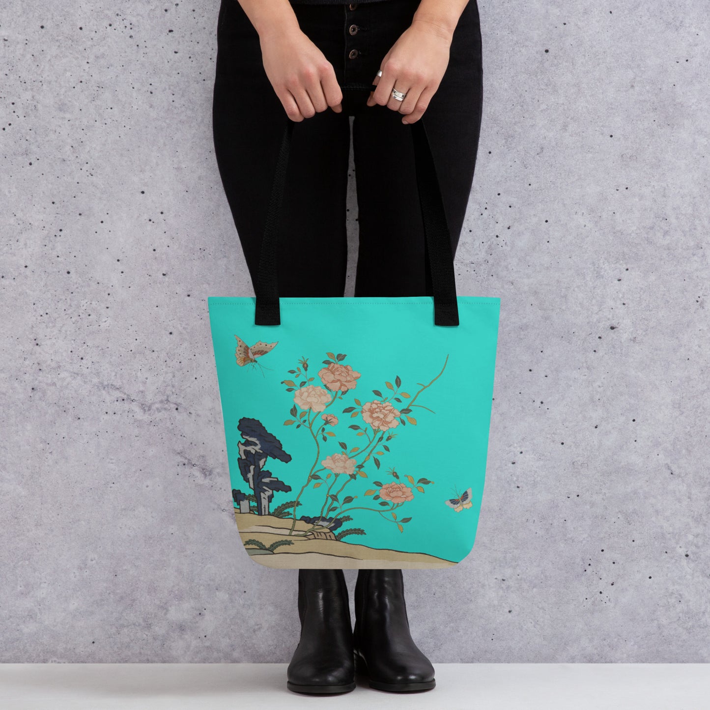 Kesi Flower Album｜Red Roses｜Tote bag｜Turquoise