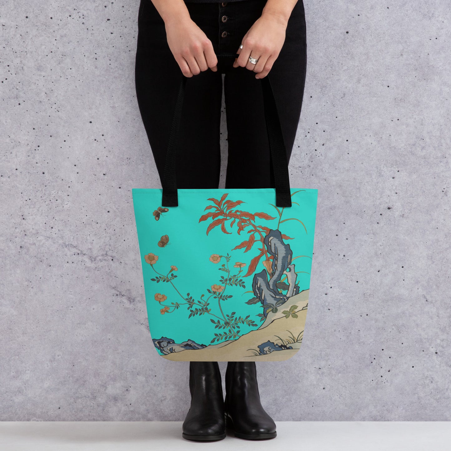 Kesi Flower Album｜Butterflies and Flowers｜Tote bag｜Turquoise