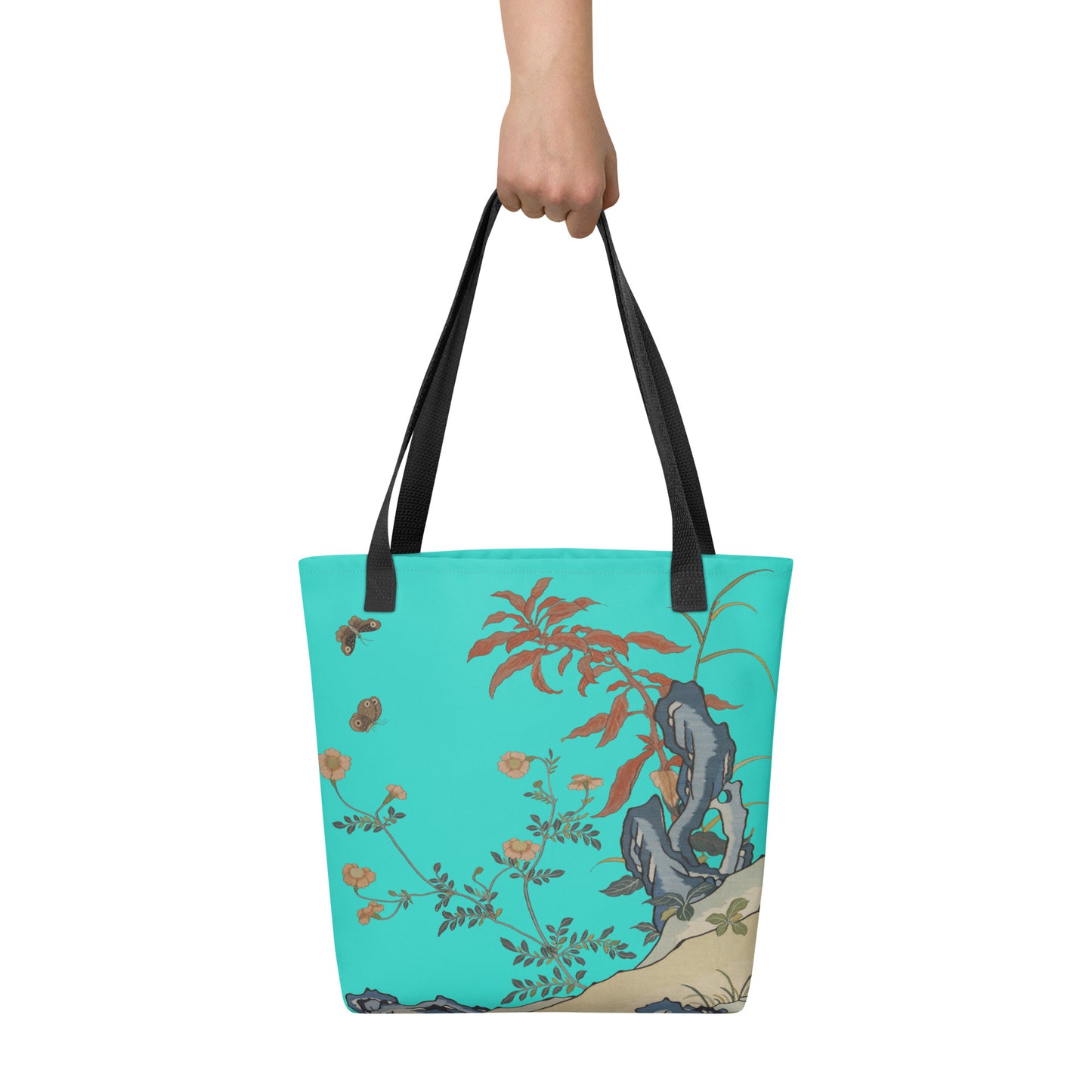 Kesi Flower Album｜Butterflies and Flowers｜Tote bag｜Turquoise