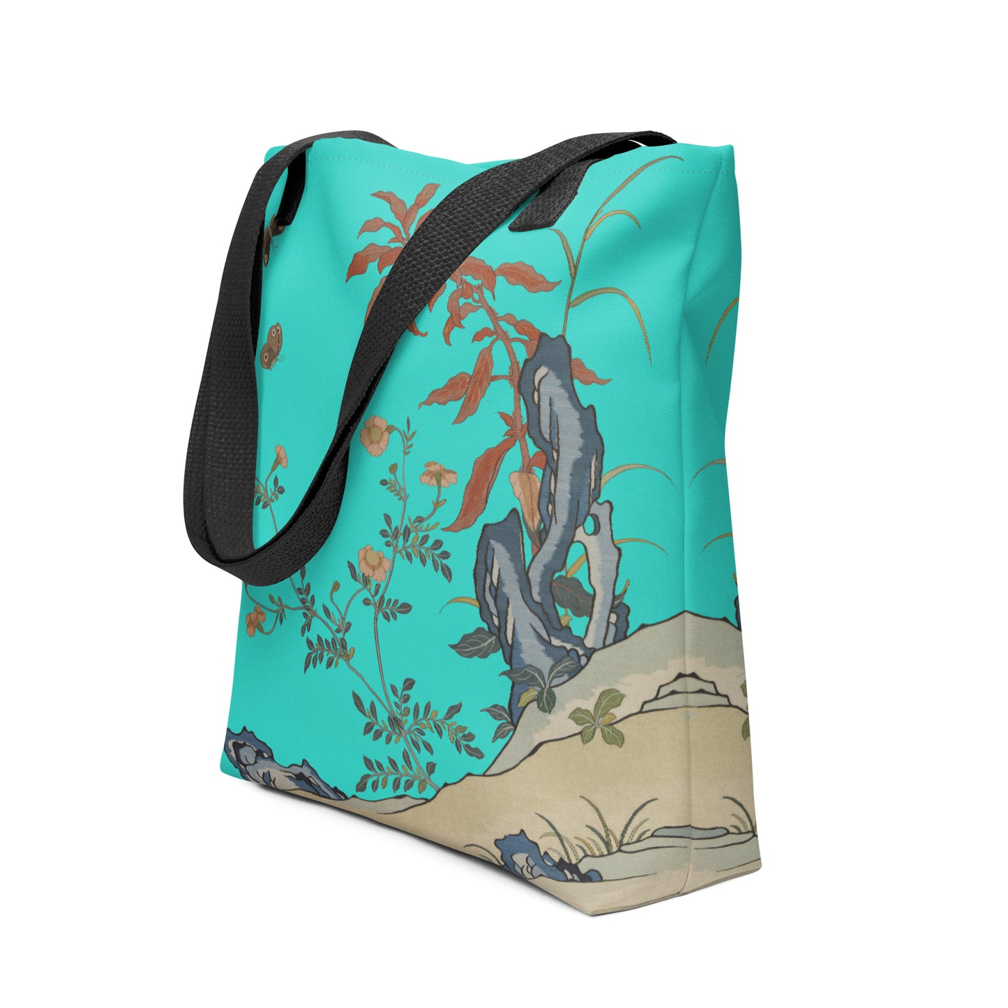 Kesi Flower Album｜Butterflies and Flowers｜Tote bag｜Turquoise