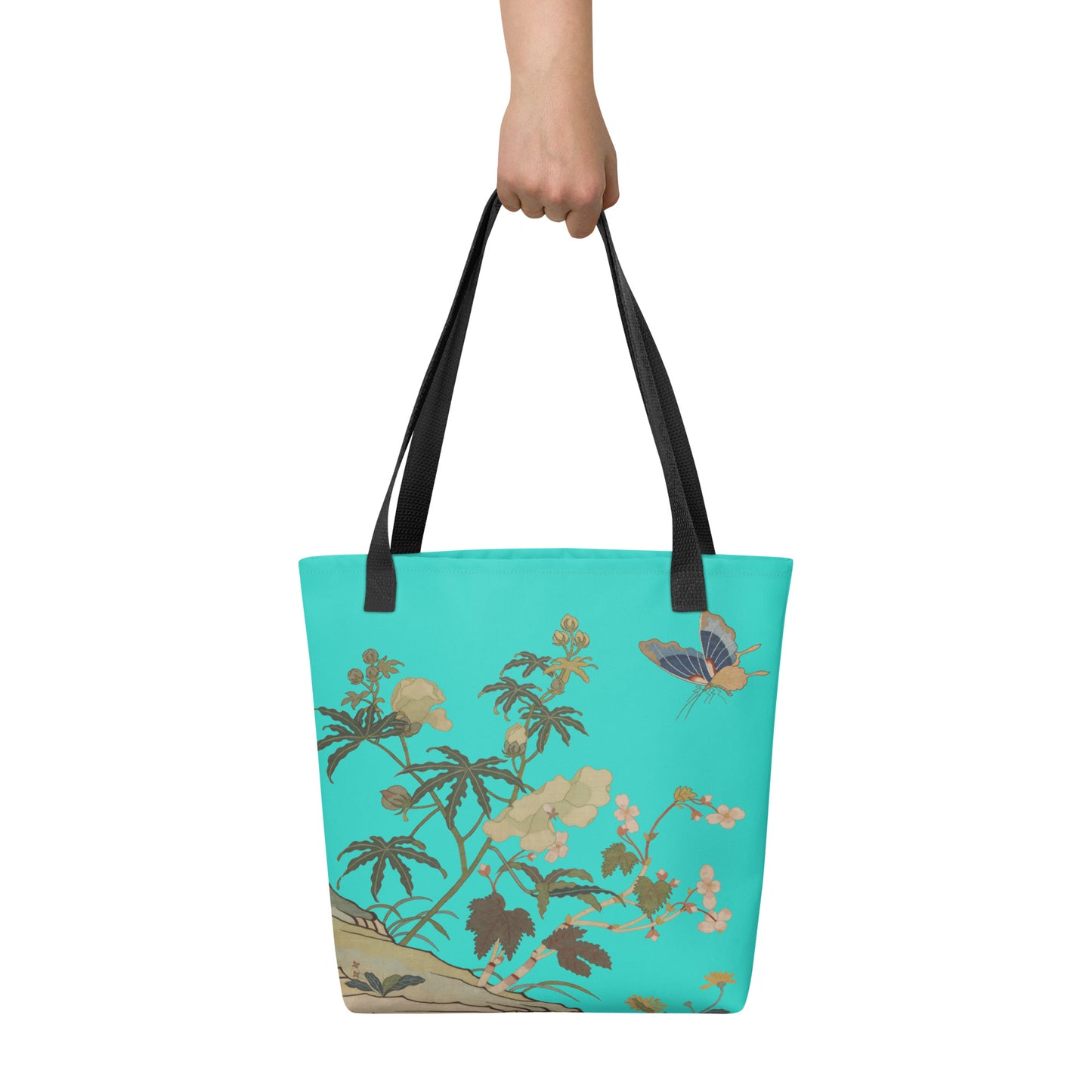 Kesi Flower Album｜Hibiscus and Begonia Blossoms｜Tote bag｜Turquoise