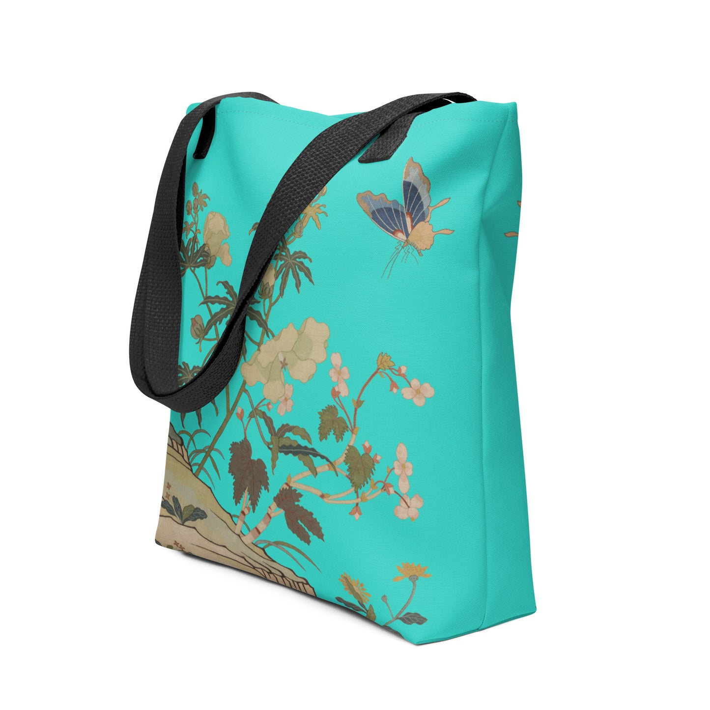 Kesi Flower Album｜Hibiscus and Begonia Blossoms｜Tote bag｜Turquoise