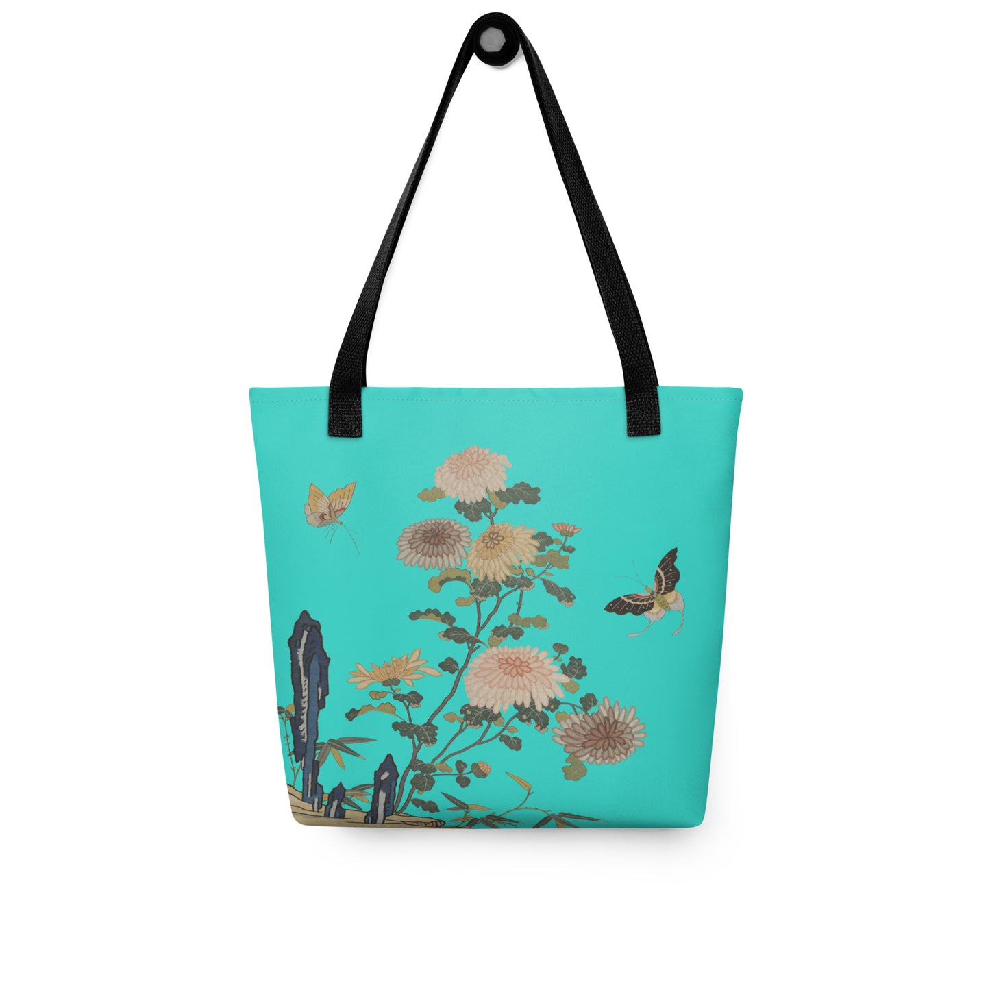 Kesi Flower Album｜Chrysanthemums and Butterflies｜Tote bag｜Turquoise