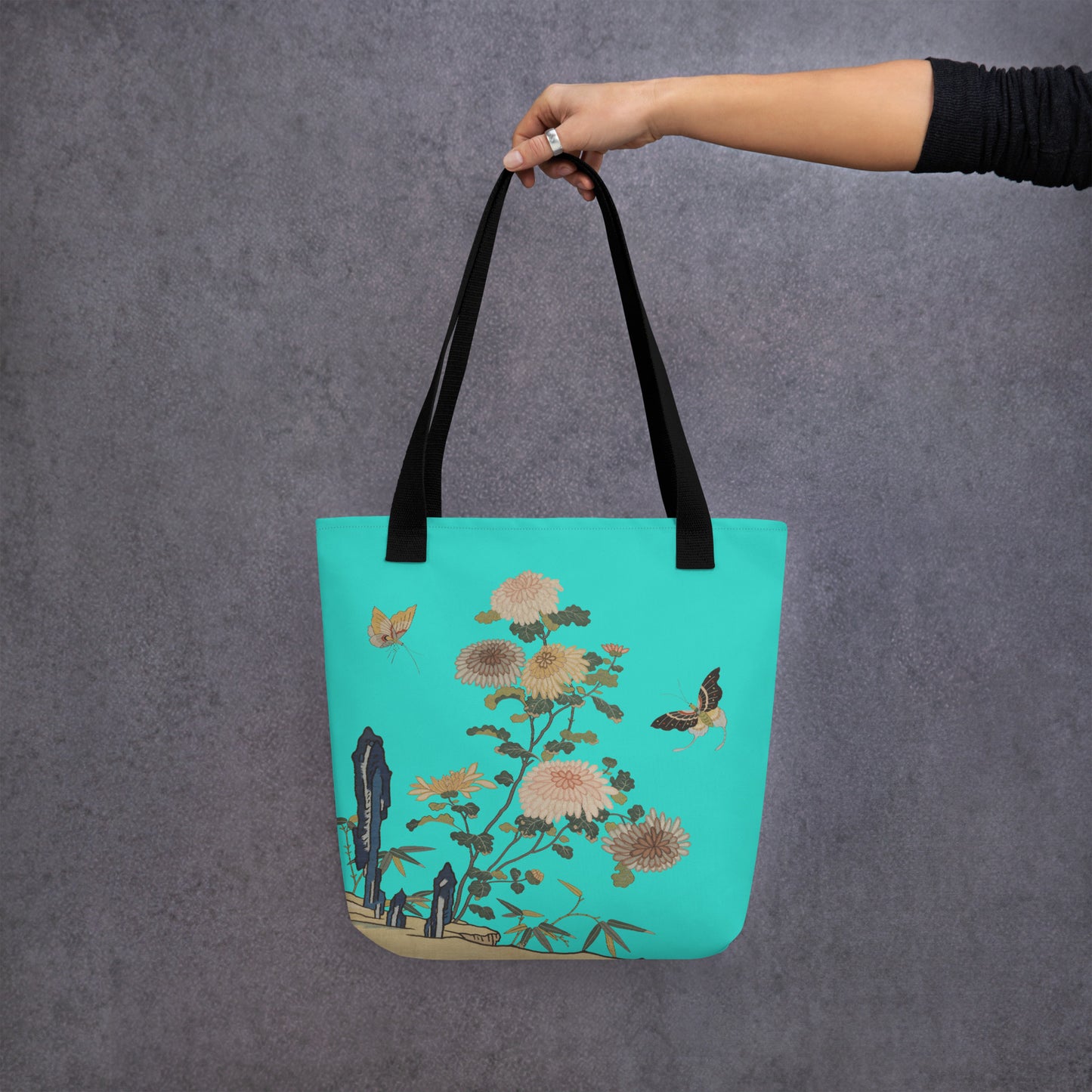 Kesi Flower Album｜Chrysanthemums and Butterflies｜Tote bag｜Turquoise