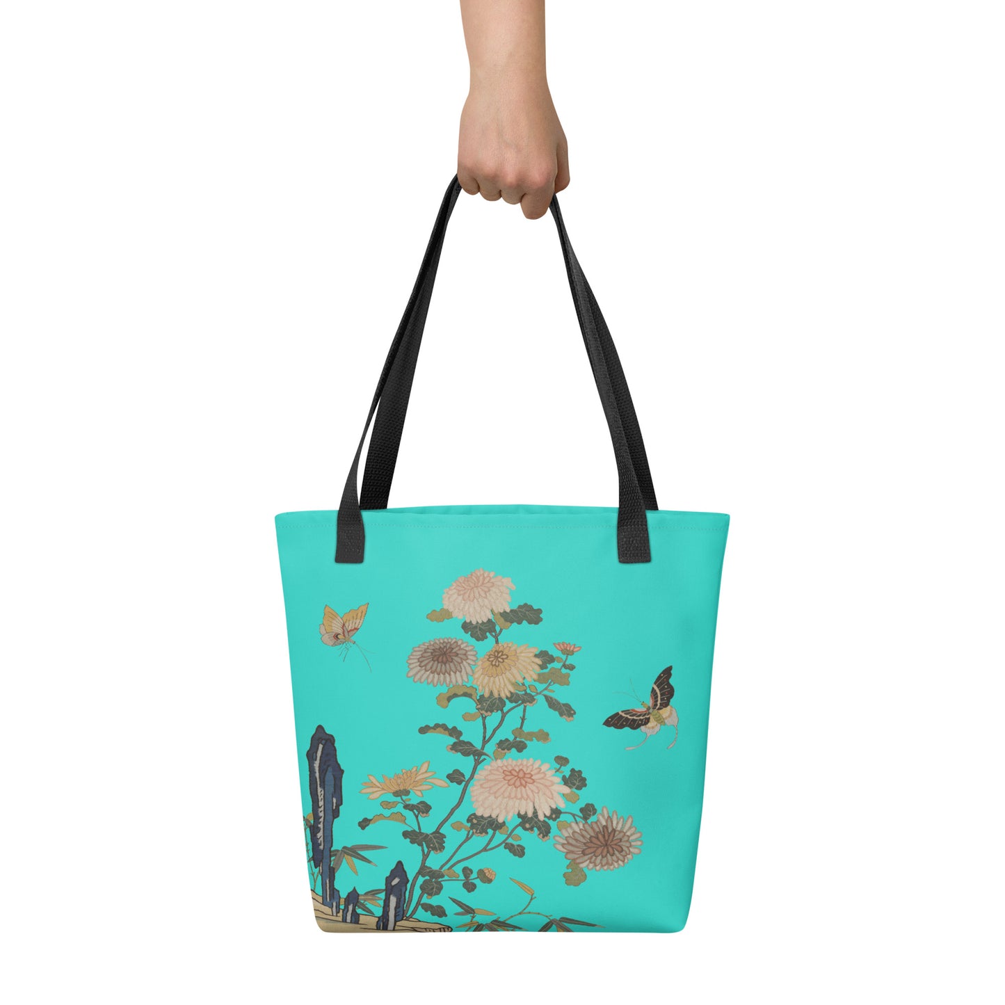 Kesi Flower Album｜Chrysanthemums and Butterflies｜Tote bag｜Turquoise