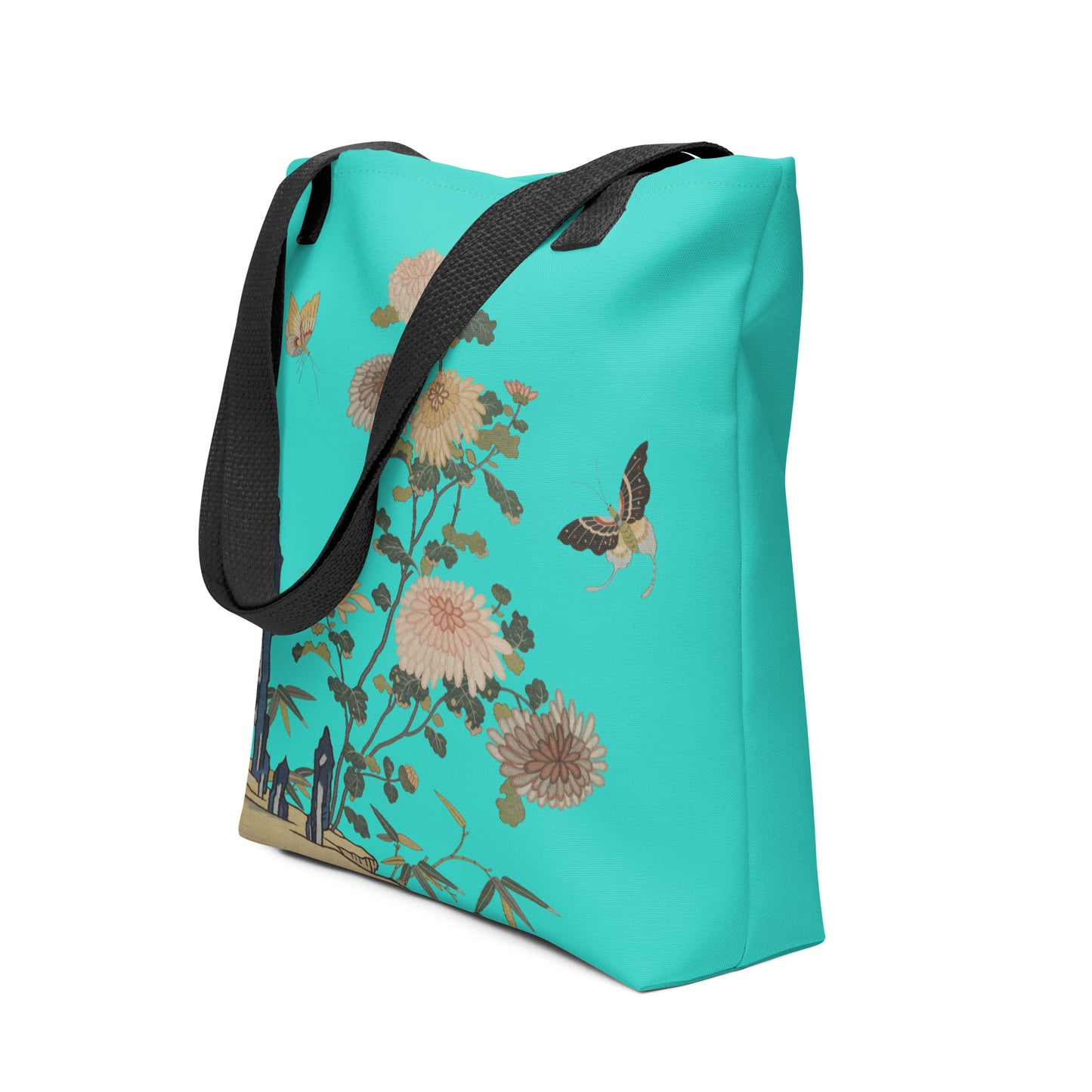 Kesi Flower Album｜Chrysanthemums and Butterflies｜Tote bag｜Turquoise