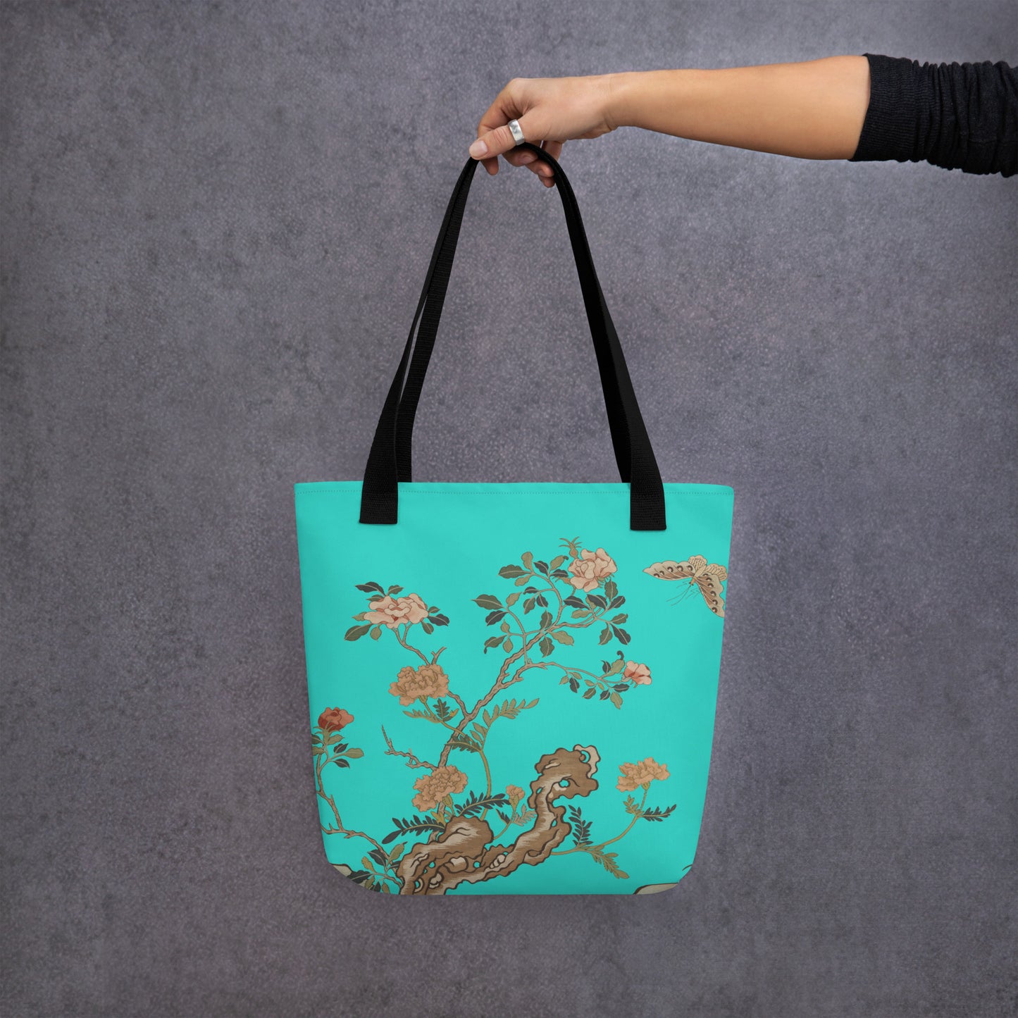 Kesi Flower Album｜Camellia and Butterfly｜Tote bag｜Turquoise