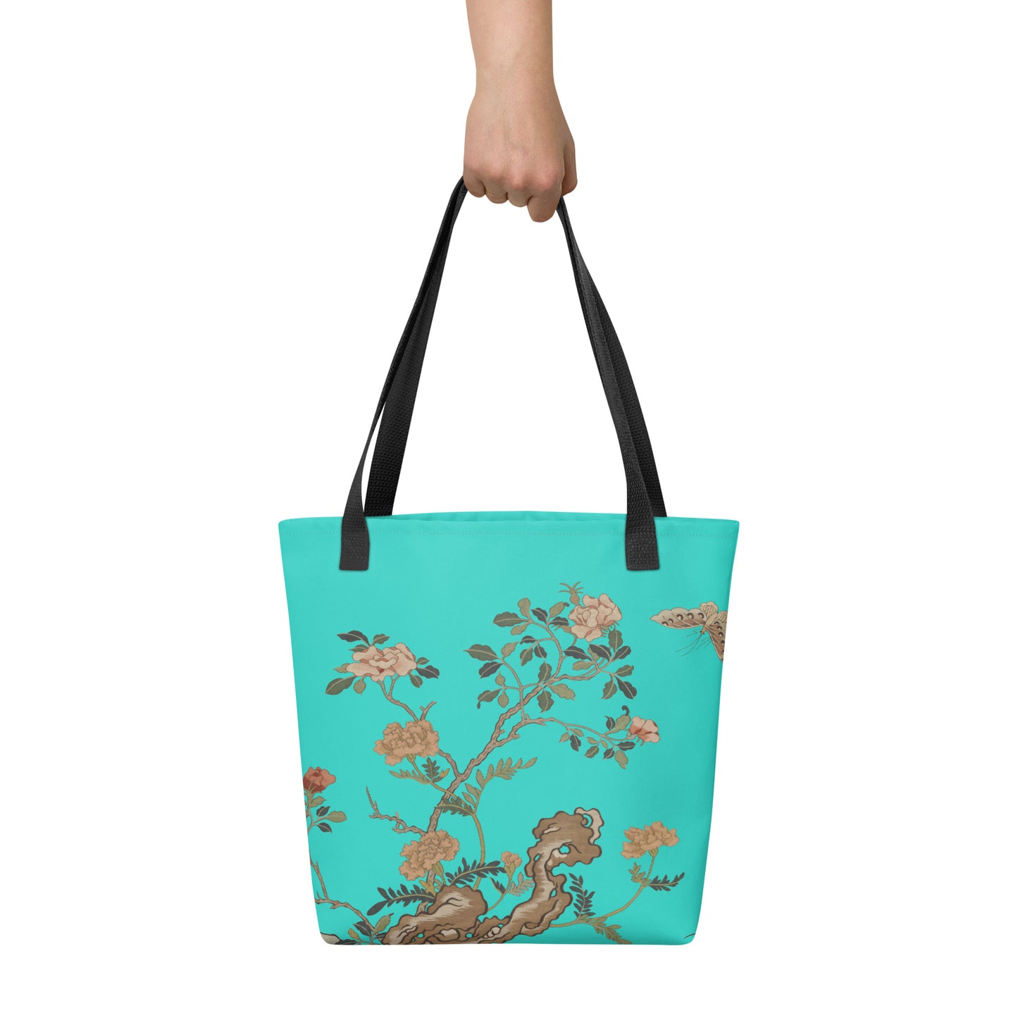 Kesi Flower Album｜Camellia and Butterfly｜Tote bag｜Turquoise