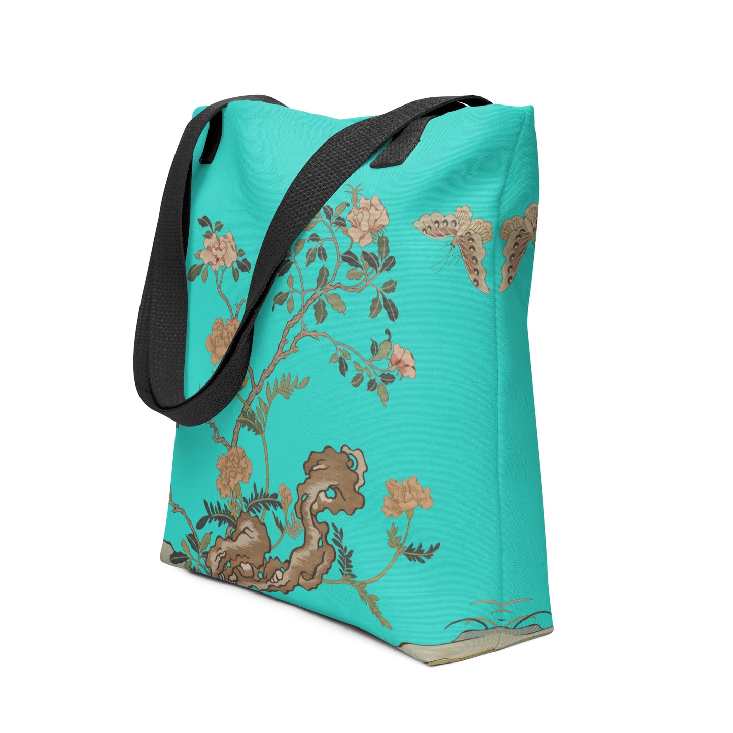 Kesi Flower Album｜Camellia and Butterfly｜Tote bag｜Turquoise