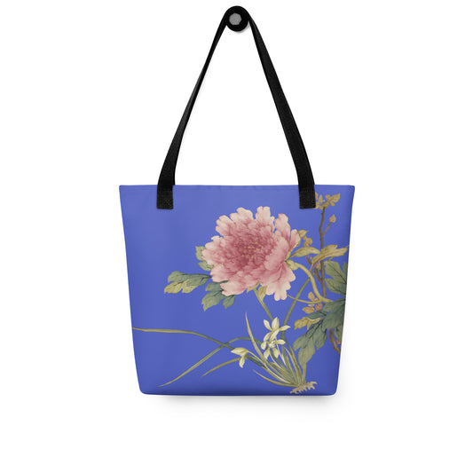 The Spirit of Flowers in Twelve Months｜Orchid and Tree Peony in Bloom｜Tote bag｜Royal blue