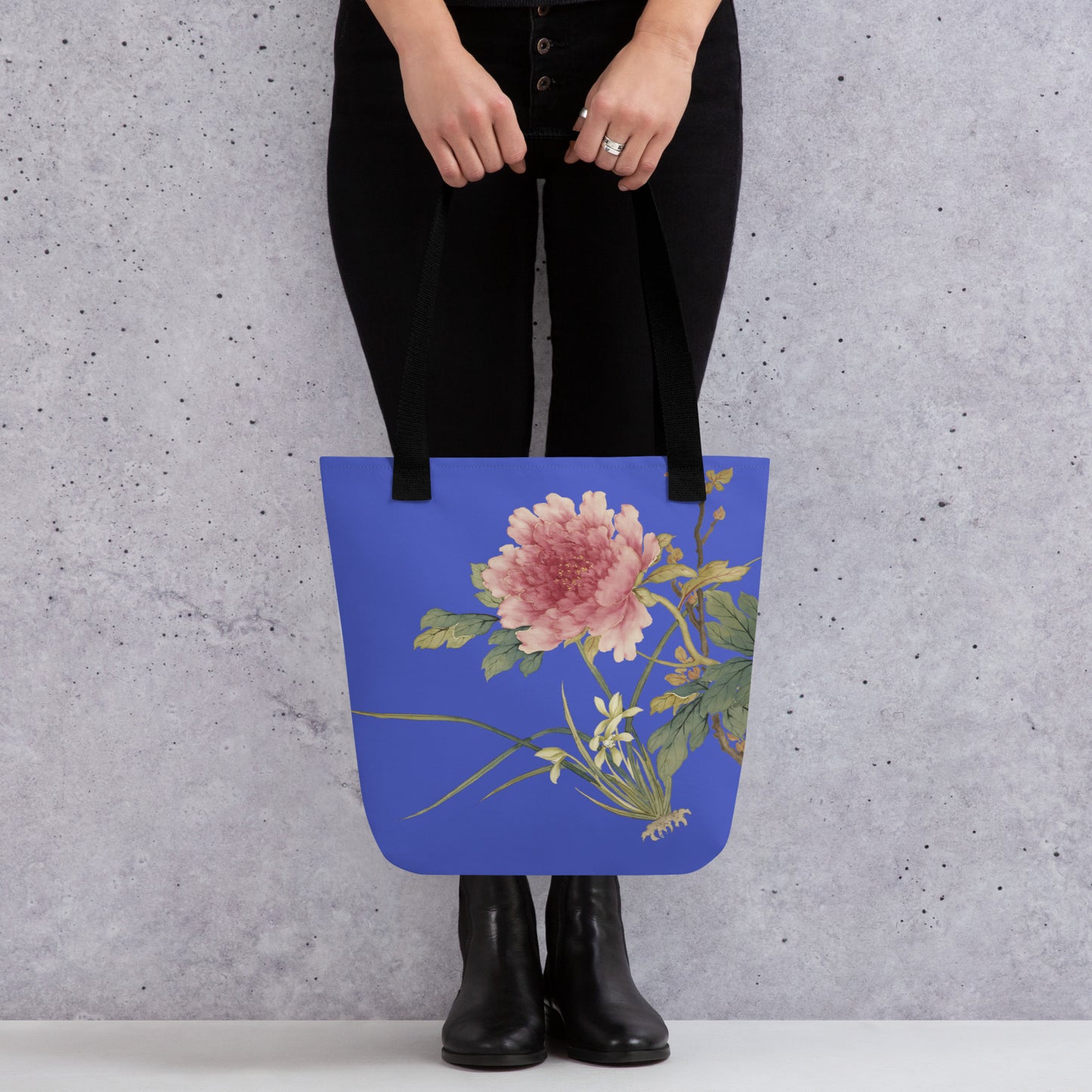 The Spirit of Flowers in Twelve Months｜Orchid and Tree Peony in Bloom｜Tote bag｜Royal blue