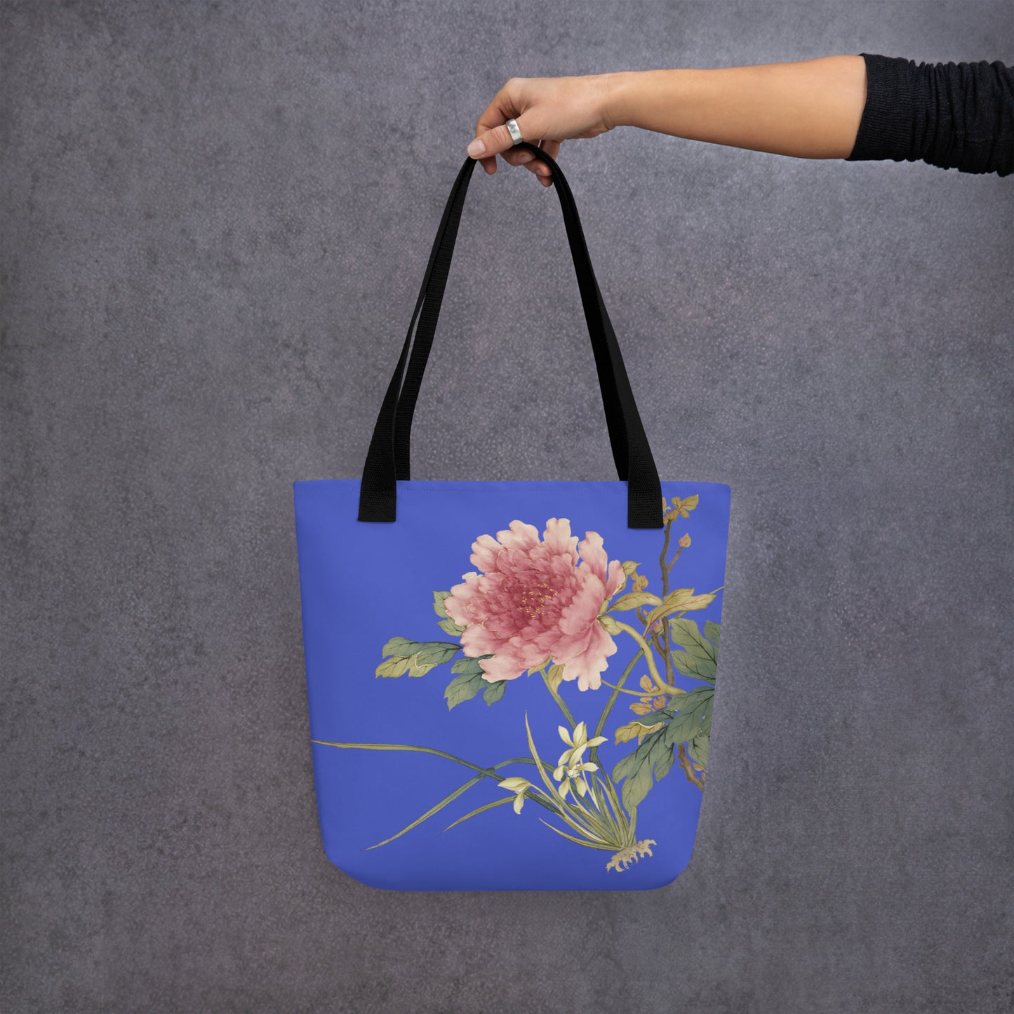 The Spirit of Flowers in Twelve Months｜Orchid and Tree Peony in Bloom｜Tote bag｜Royal blue