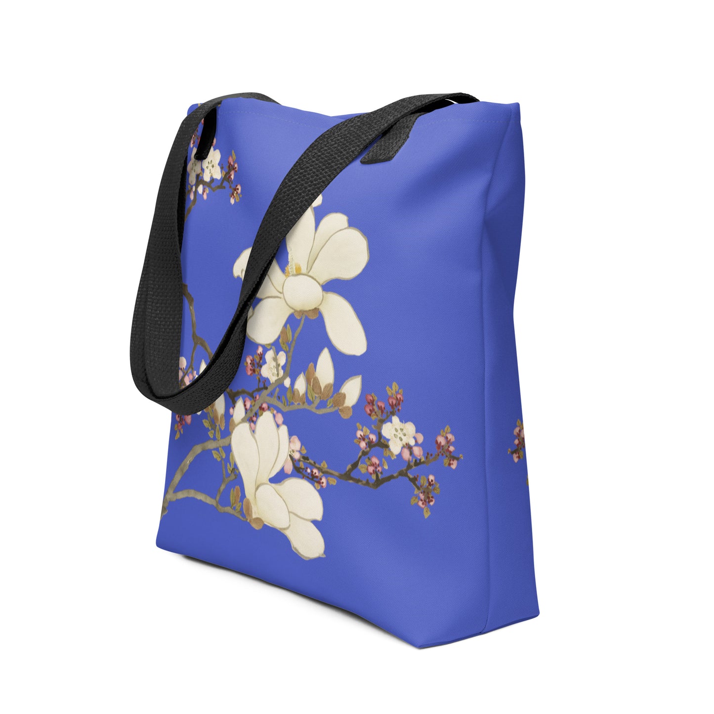 The Spirit of Flowers in Twelve Months｜Apricot and Lily Magnolia in Blossom｜Tote bag｜Royal blue