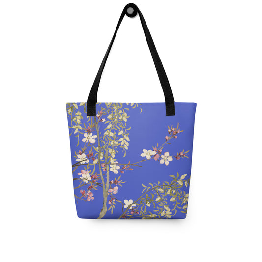 The Spirit of Flowers in Twelve Months｜Willow and Peach Blossom｜Tote bag｜Royal blue