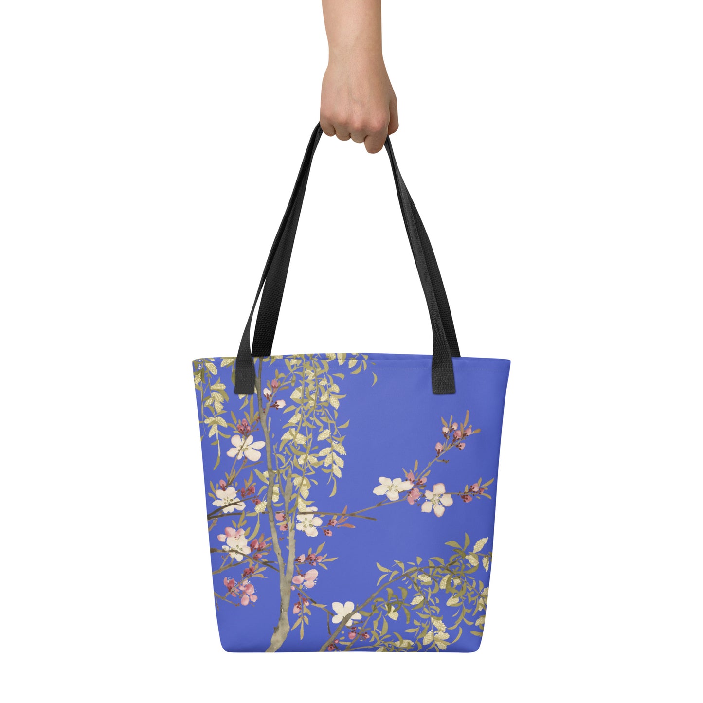 The Spirit of Flowers in Twelve Months｜Willow and Peach Blossom｜Tote bag｜Royal blue