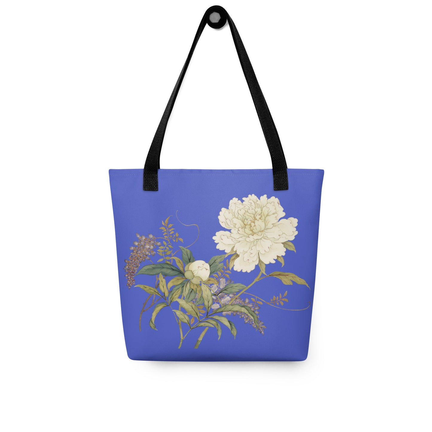 The Spirit of Flowers in Twelve Months｜Chinese Peony and Wisteria in Bloom｜Tote bag｜Royal blue