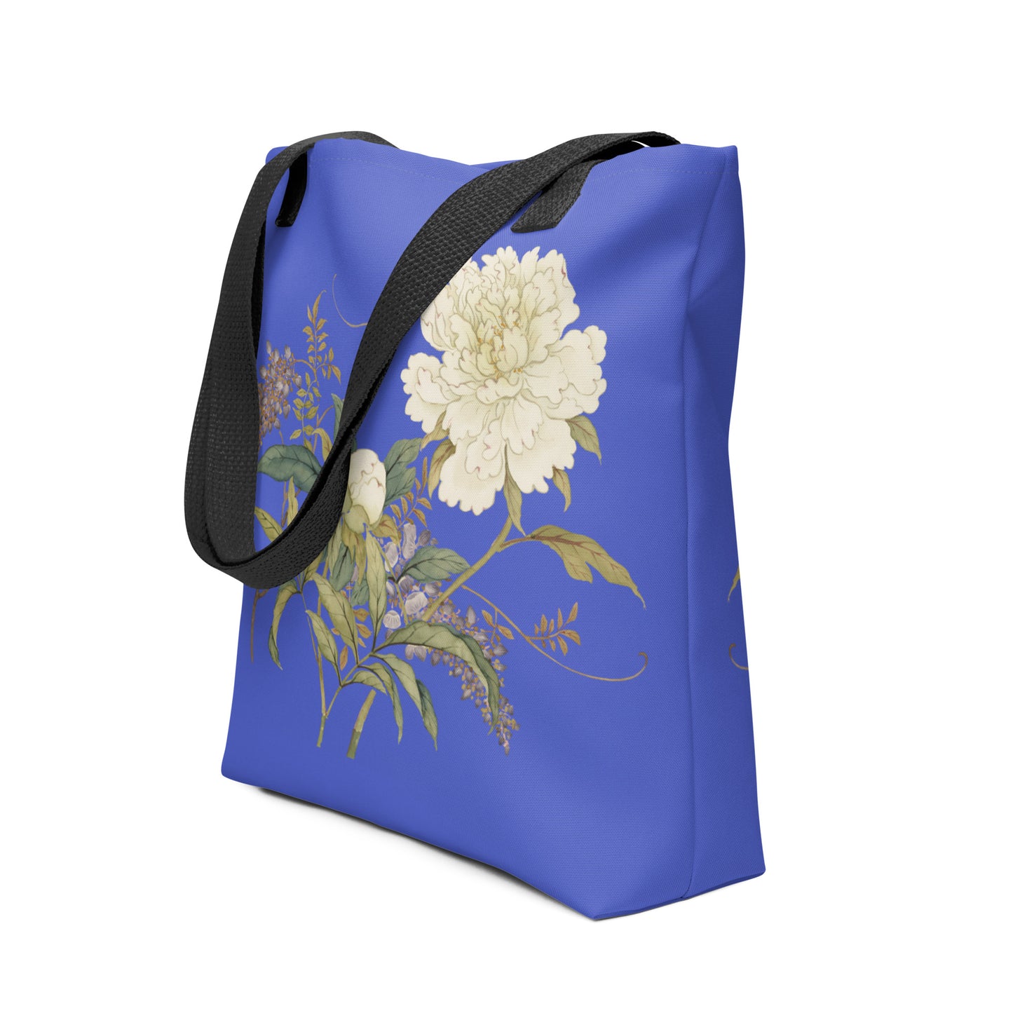 The Spirit of Flowers in Twelve Months｜Chinese Peony and Wisteria in Bloom｜Tote bag｜Royal blue