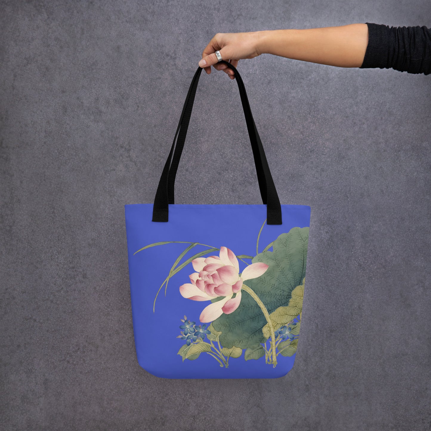 The Spirit of Flowers in Twelve Months｜Lotus in Bloom｜Tote bag｜Royal blue