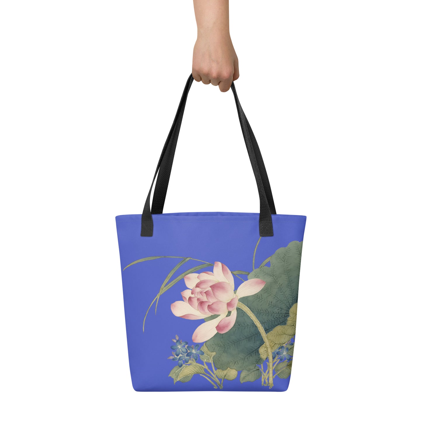 The Spirit of Flowers in Twelve Months｜Lotus in Bloom｜Tote bag｜Royal blue