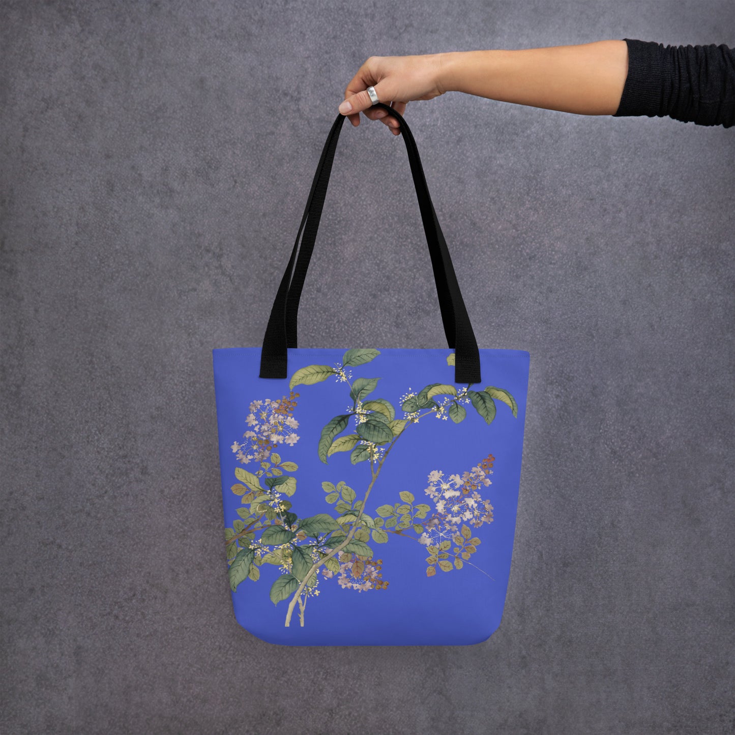 The Spirit of Flowers in Twelve Months｜Osmanthus and Crape Myrtle in Bloom｜Tote bag｜Royal blue