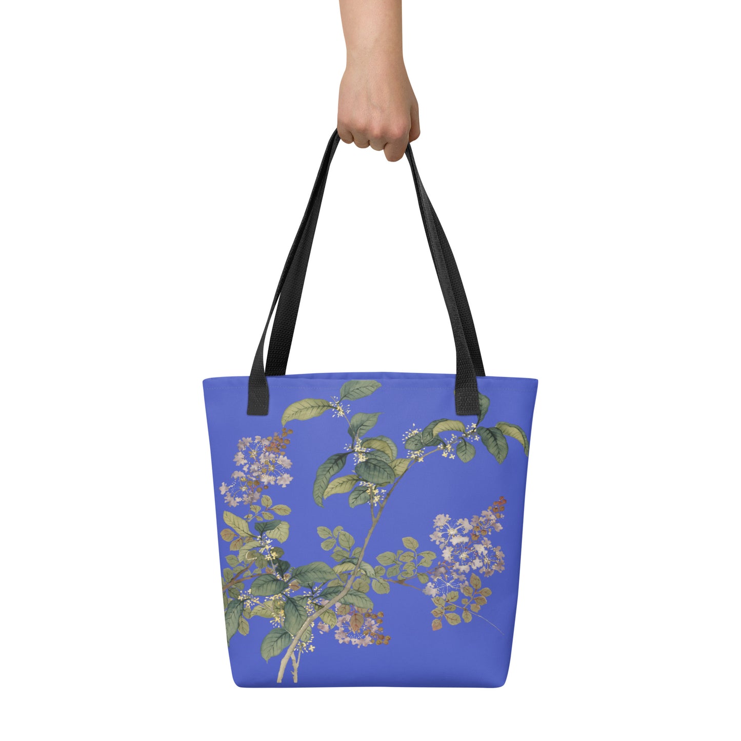 The Spirit of Flowers in Twelve Months｜Osmanthus and Crape Myrtle in Bloom｜Tote bag｜Royal blue