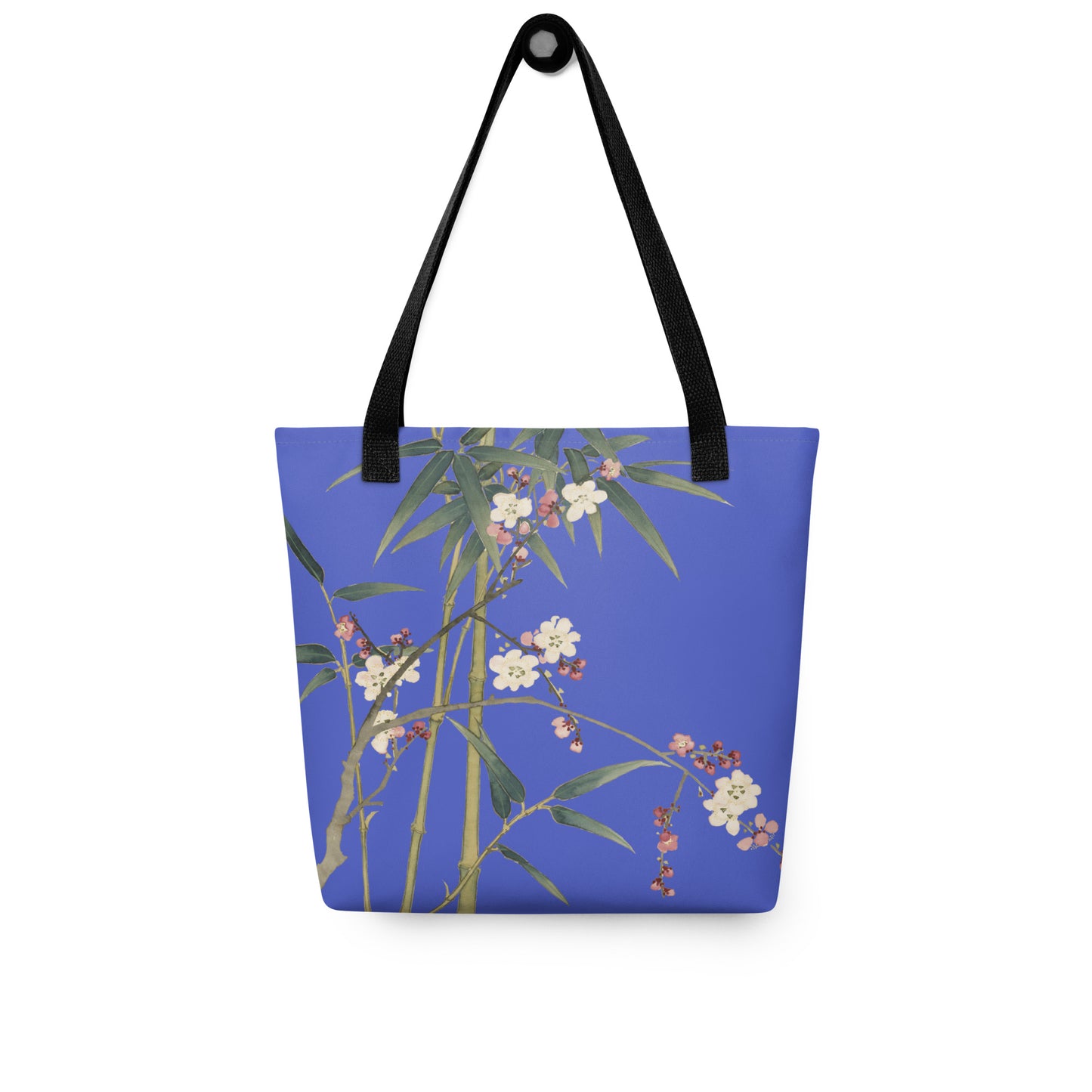 The Spirit of Flowers in Twelve Months｜Crimson Plum Blossom and Lush Green Bamboo｜Tote bag｜Royal blue