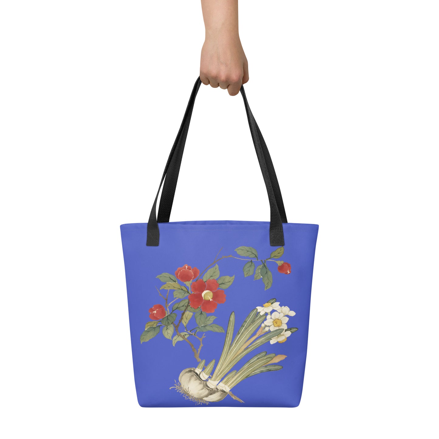 The Spirit of Flowers in Twelve Months｜Narcissus and Camelia in Bloom｜Tote bag｜Royal blue