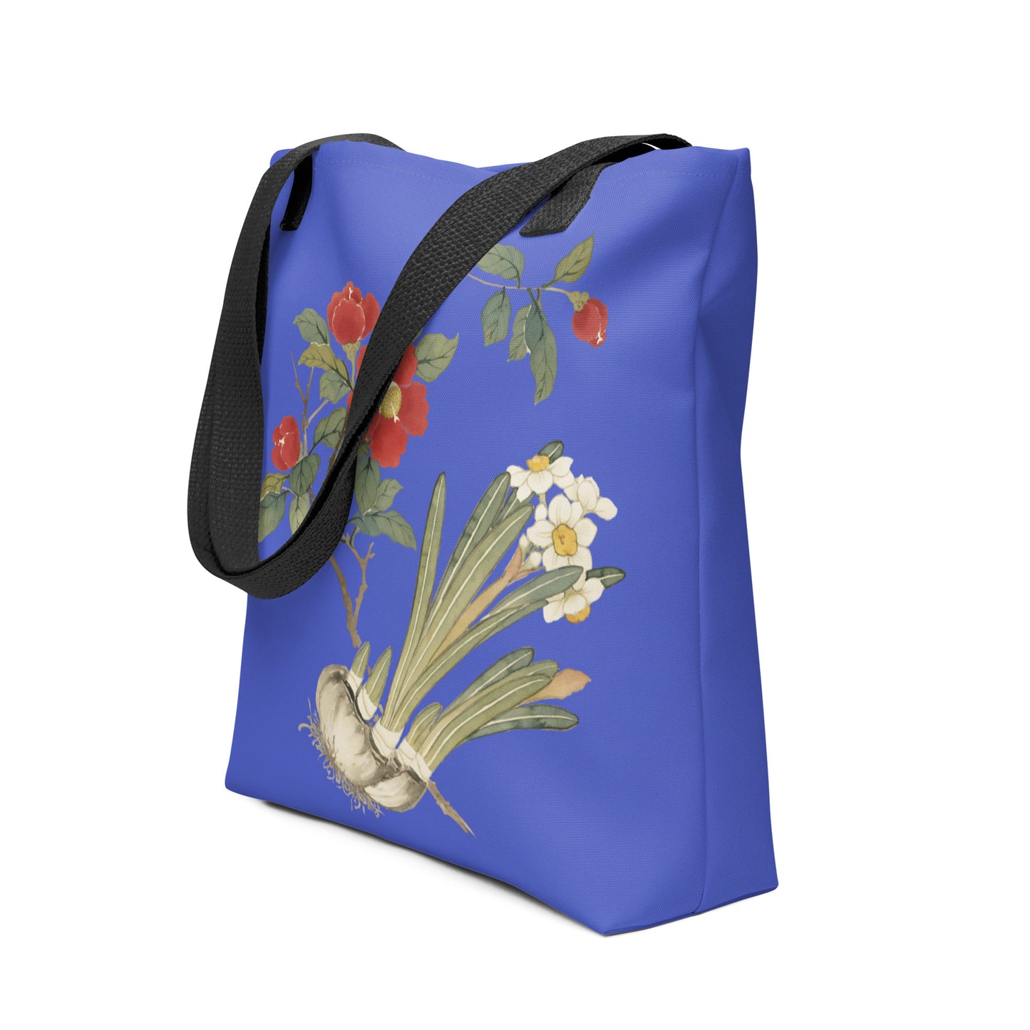 The Spirit of Flowers in Twelve Months｜Narcissus and Camelia in Bloom｜Tote bag｜Royal blue