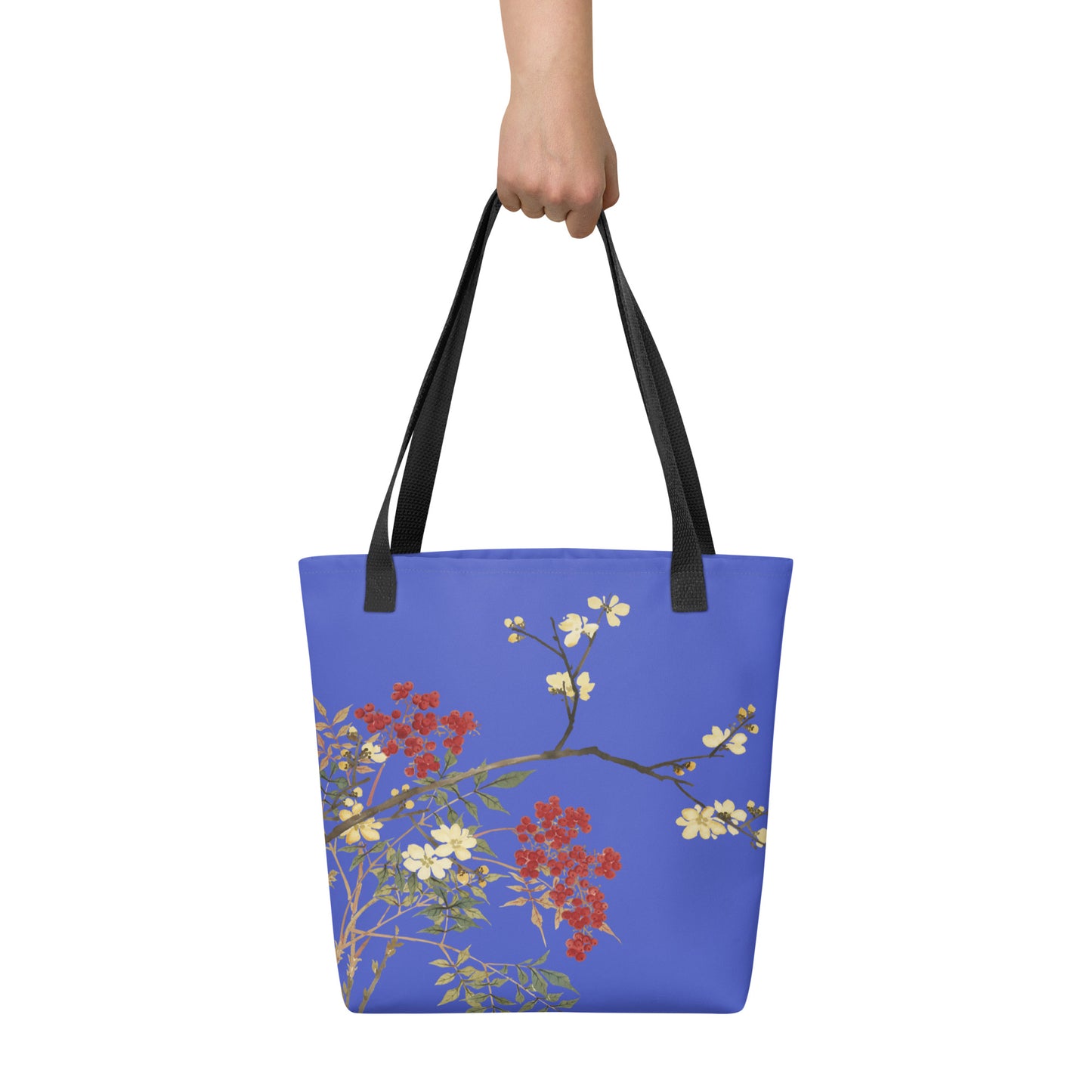 The Spirit of Flowers in Twelve Months｜Blooming Wintersweet and Heavenly Bamboo｜Tote bag｜Royal blue