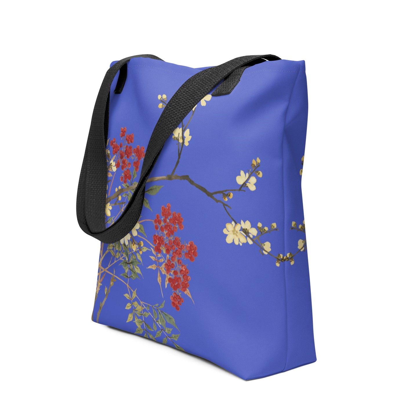 The Spirit of Flowers in Twelve Months｜Blooming Wintersweet and Heavenly Bamboo｜Tote bag｜Royal blue