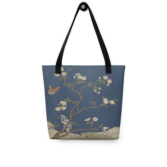 Kesi Flower Album｜Plum Blossoms and Butterfly｜Tote bag｜Dark blue