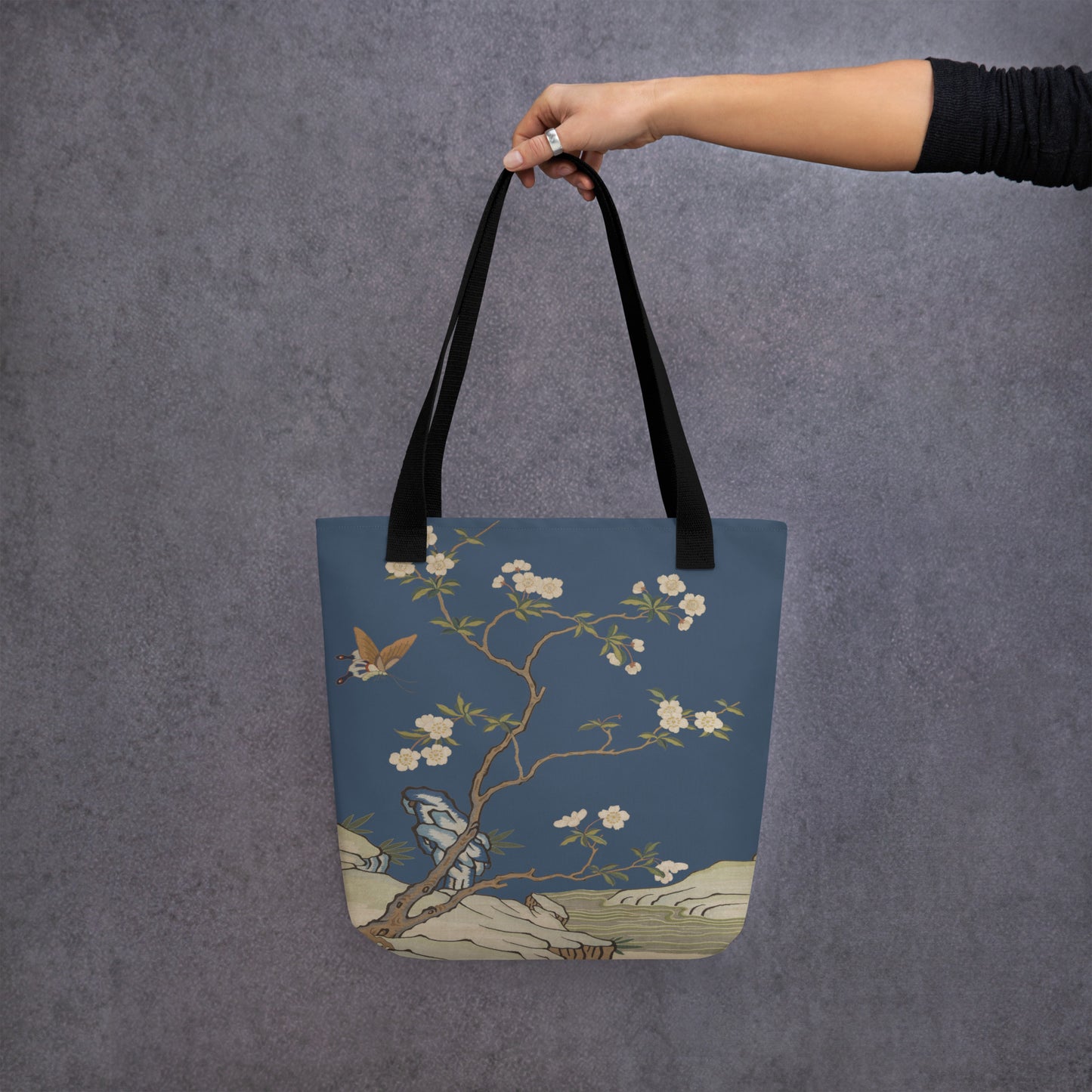 Kesi Flower Album｜Plum Blossoms and Butterfly｜Tote bag｜Dark blue