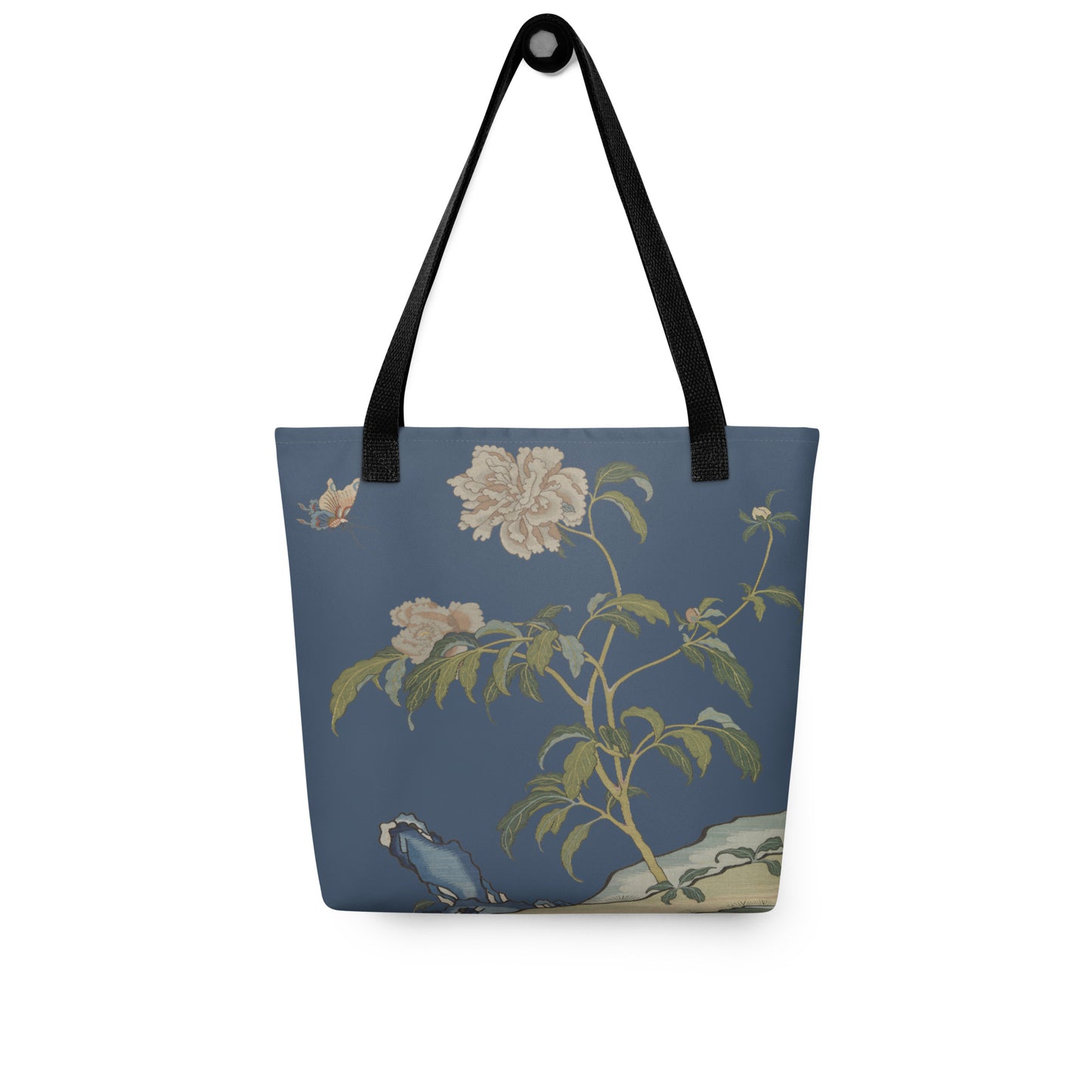 タペストリーの花｜Peonies and Butterfly｜Tote bag｜Dark blue