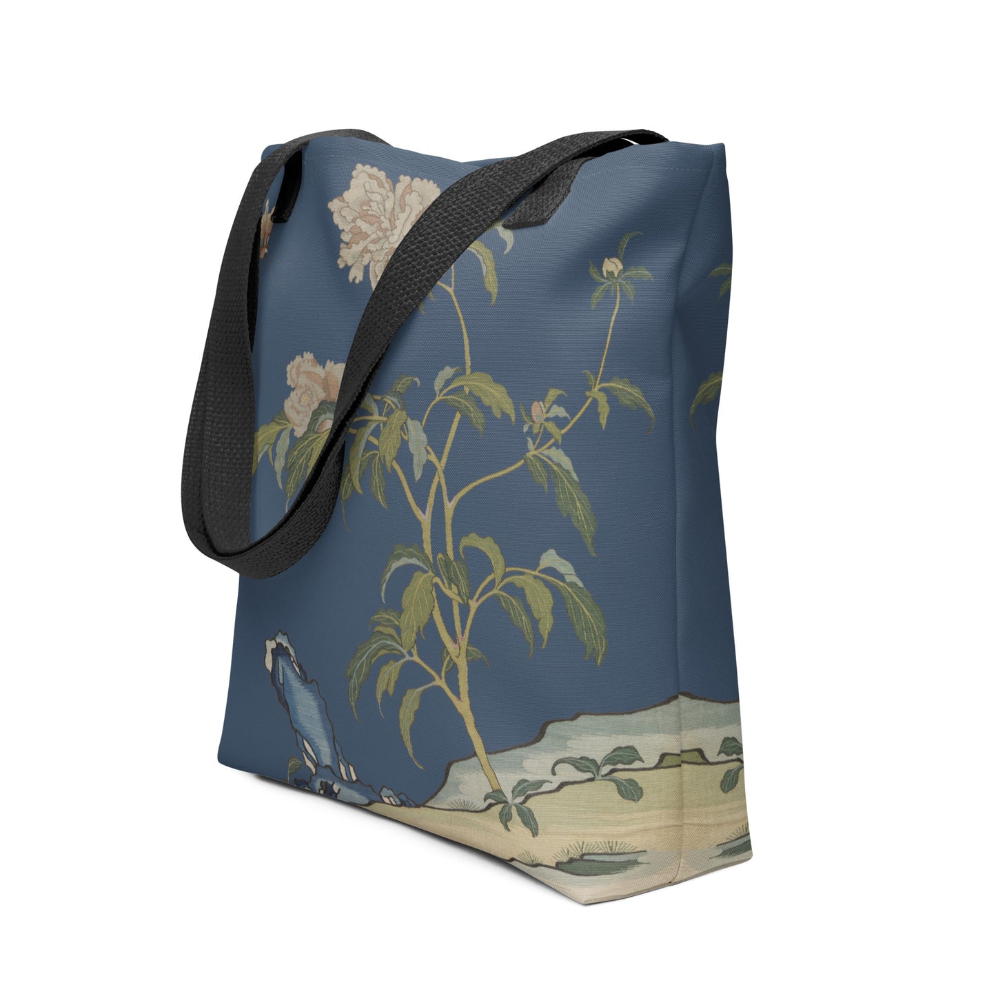 タペストリーの花｜Peonies and Butterfly｜Tote bag｜Dark blue