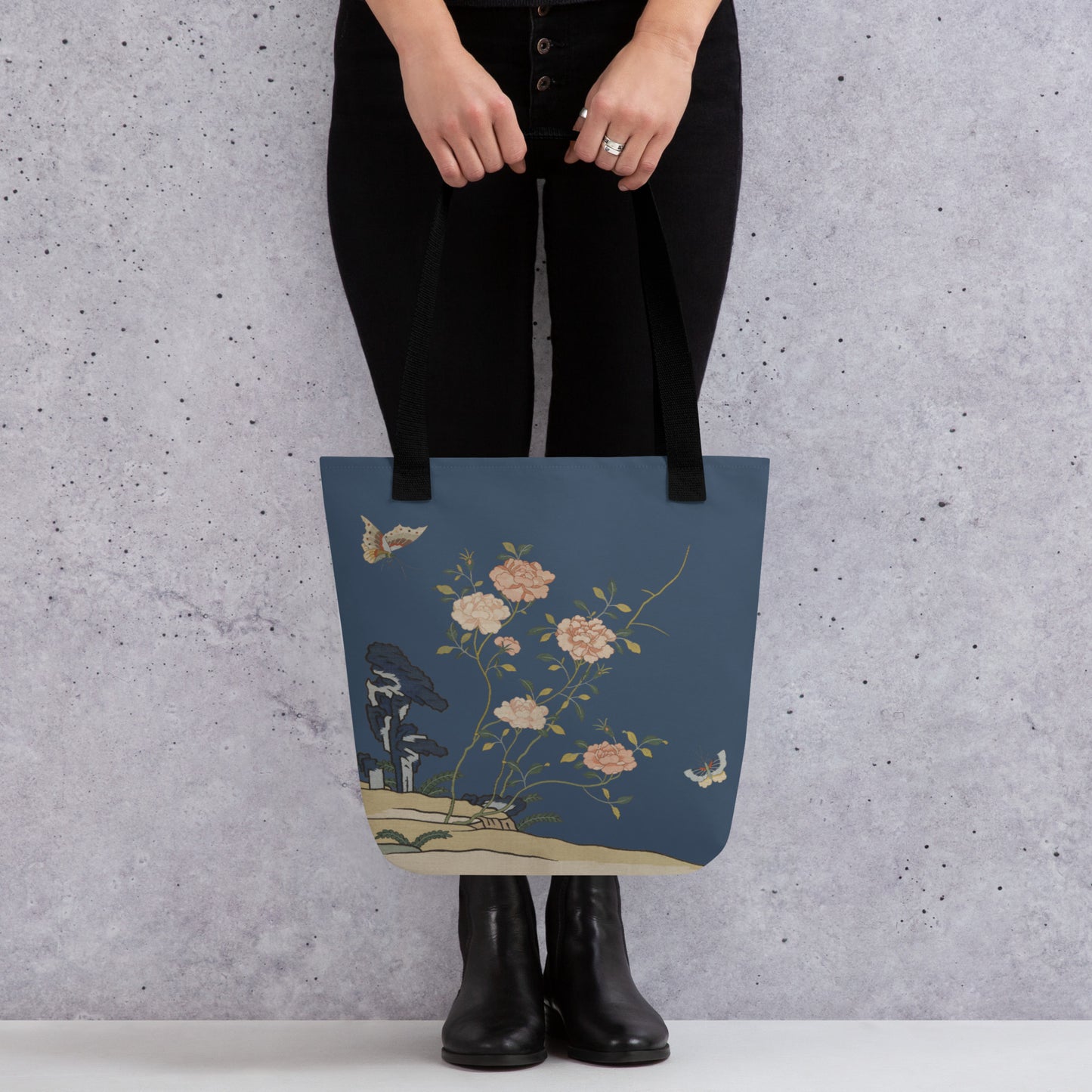 Kesi Flower Album｜Red Roses｜Tote bag｜Dark blue