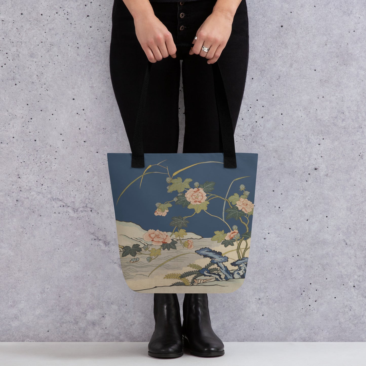 Kesi Flower Album｜Hibiscus by the Water｜Tote bag｜Dark blue