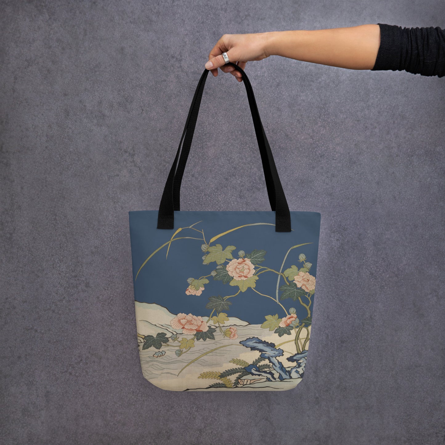 Kesi Flower Album｜Hibiscus by the Water｜Tote bag｜Dark blue