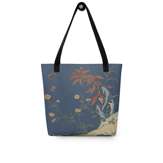 Kesi Flower Album｜Butterflies and Flowers｜Tote bag｜Dark blue