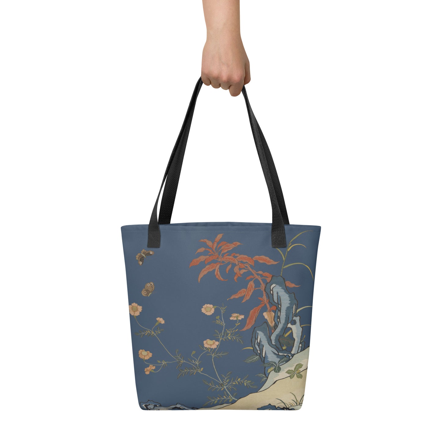 Kesi Flower Album｜Butterflies and Flowers｜Tote bag｜Dark blue