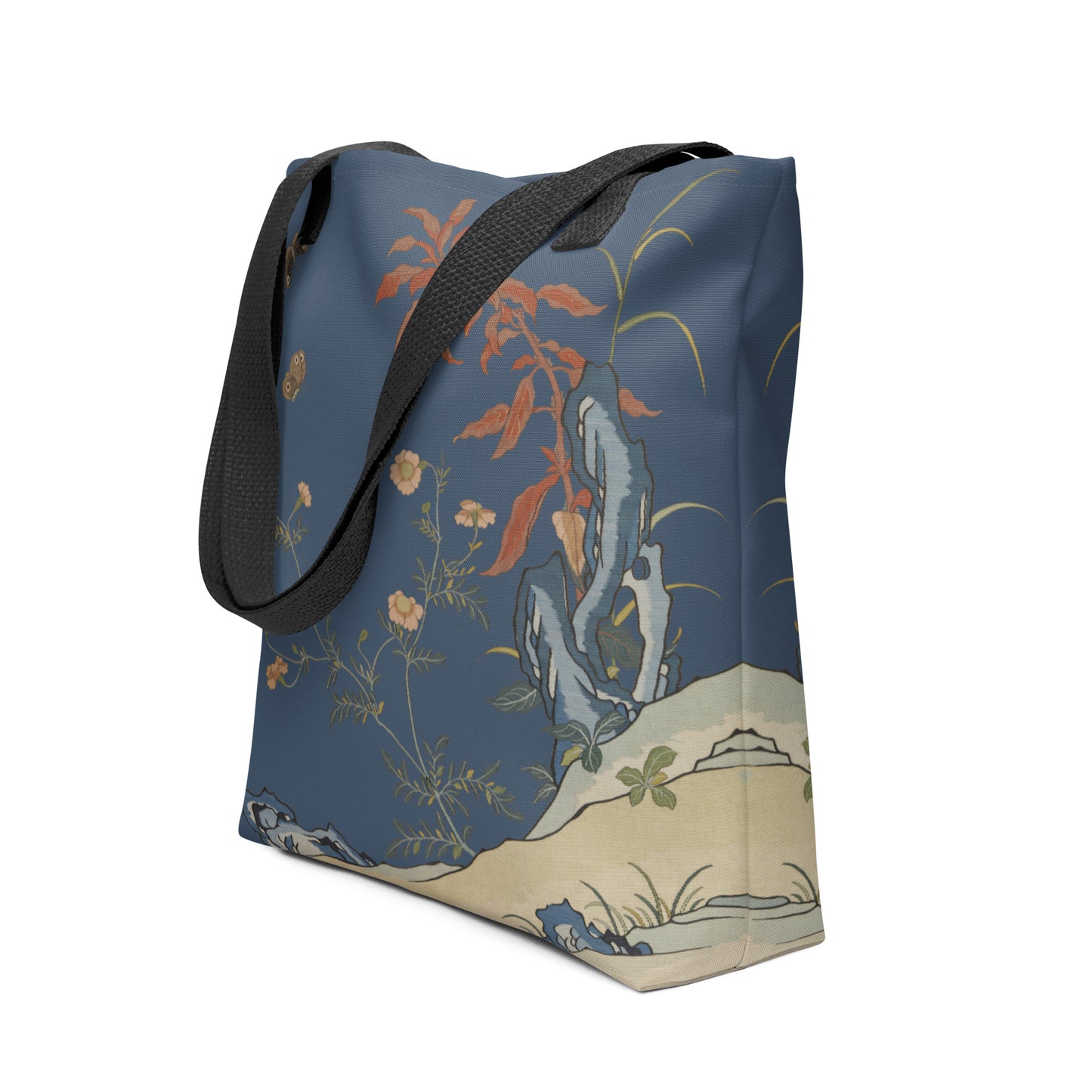 Kesi Flower Album｜Butterflies and Flowers｜Tote bag｜Dark blue