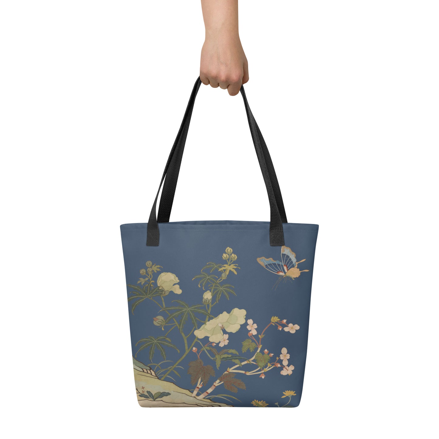 Kesi Flower Album｜Hibiscus and Begonia Blossoms｜Tote bag｜Dark blue