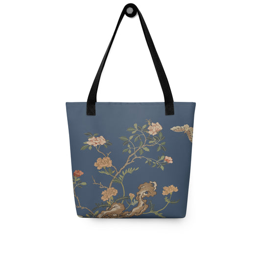 Kesi Flower Album｜Camellia and Butterfly｜Tote bag｜Dark blue