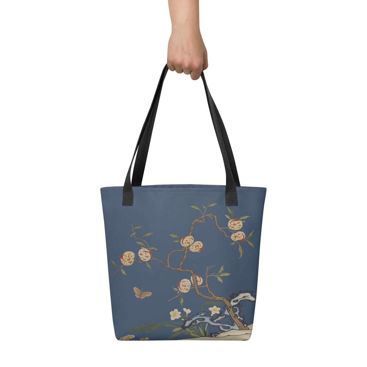 Kesi Flower Album｜Narcissus and Peaches｜Tote bag｜Dark blue