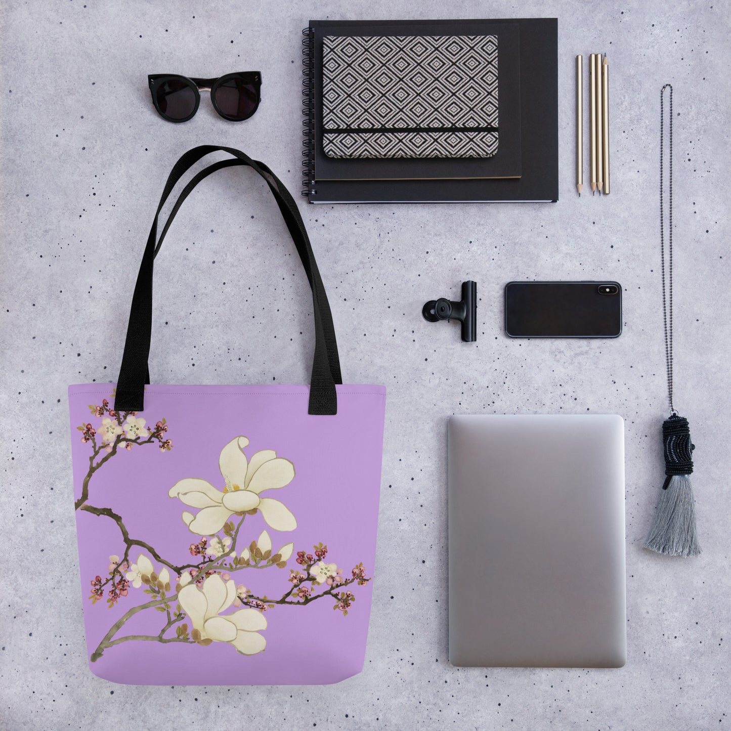 The Spirit of Flowers in Twelve Months｜Apricot and Lily Magnolia in Blossom｜Tote bag｜Lilac