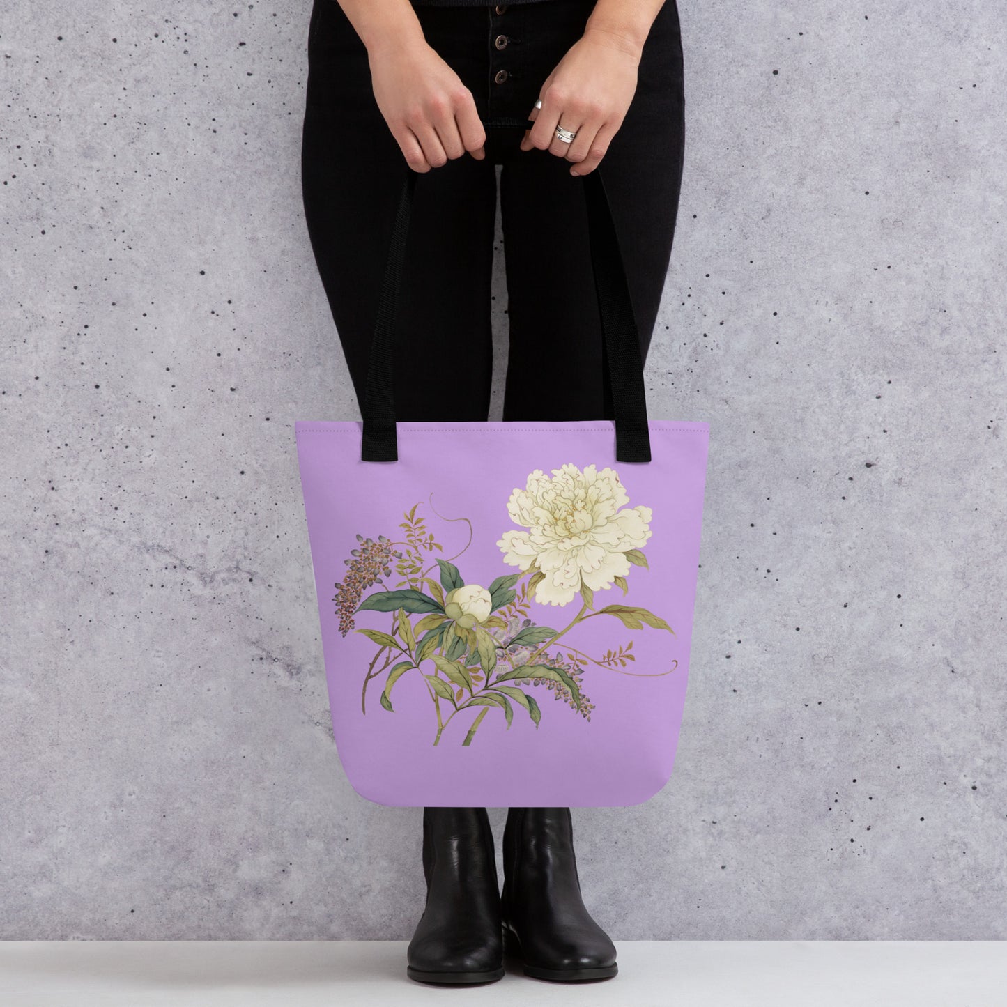 The Spirit of Flowers in Twelve Months｜Chinese Peony and Wisteria in Bloom｜Tote bag｜Lilac