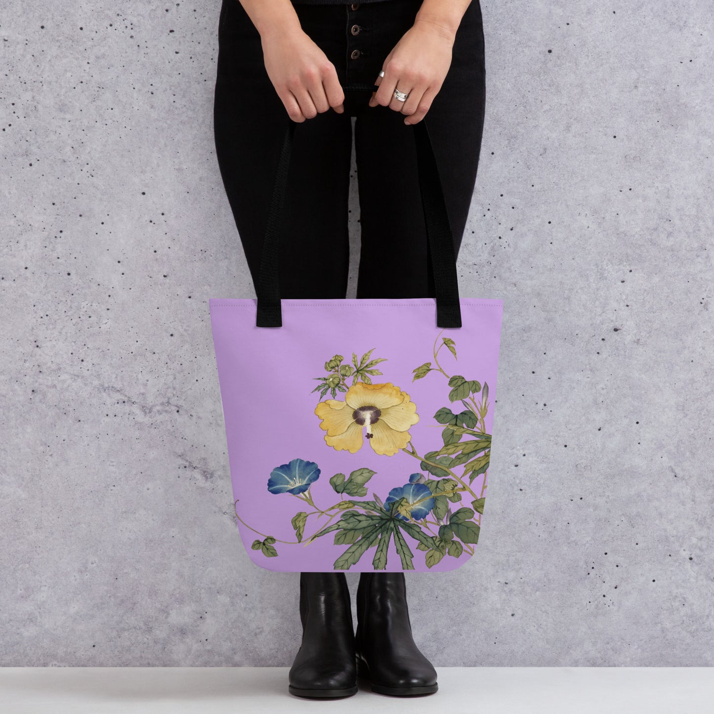 The Spirit of Flowers in Twelve Months｜Okra and White-edged Morning Glory in Bloom｜Tote bag｜Lilac