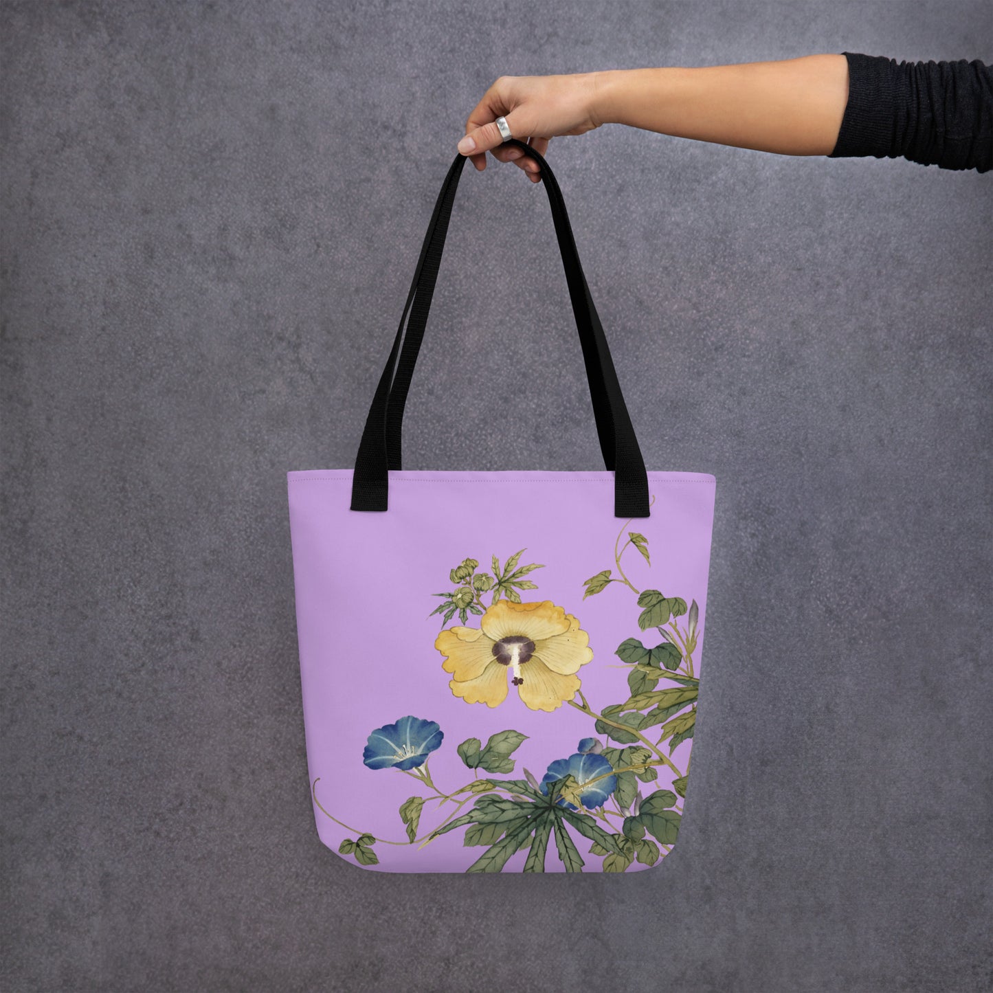 The Spirit of Flowers in Twelve Months｜Okra and White-edged Morning Glory in Bloom｜Tote bag｜Lilac